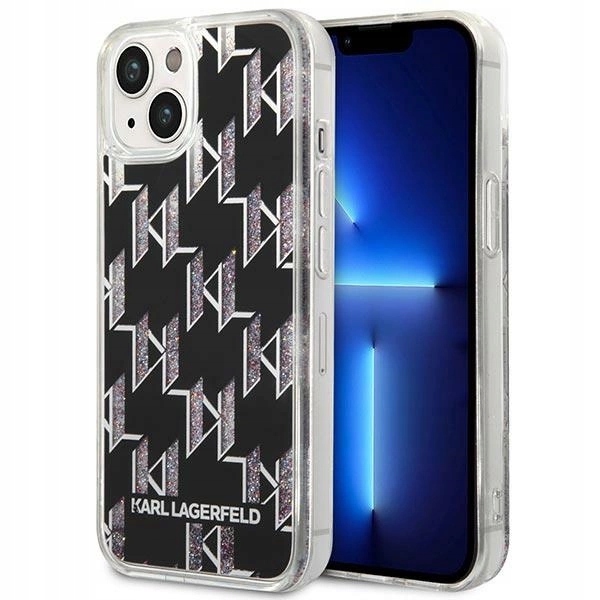 Pouzdro Karl Lagerfeld Liquid Glitter Monogram pro iPhone 14 Plus černé