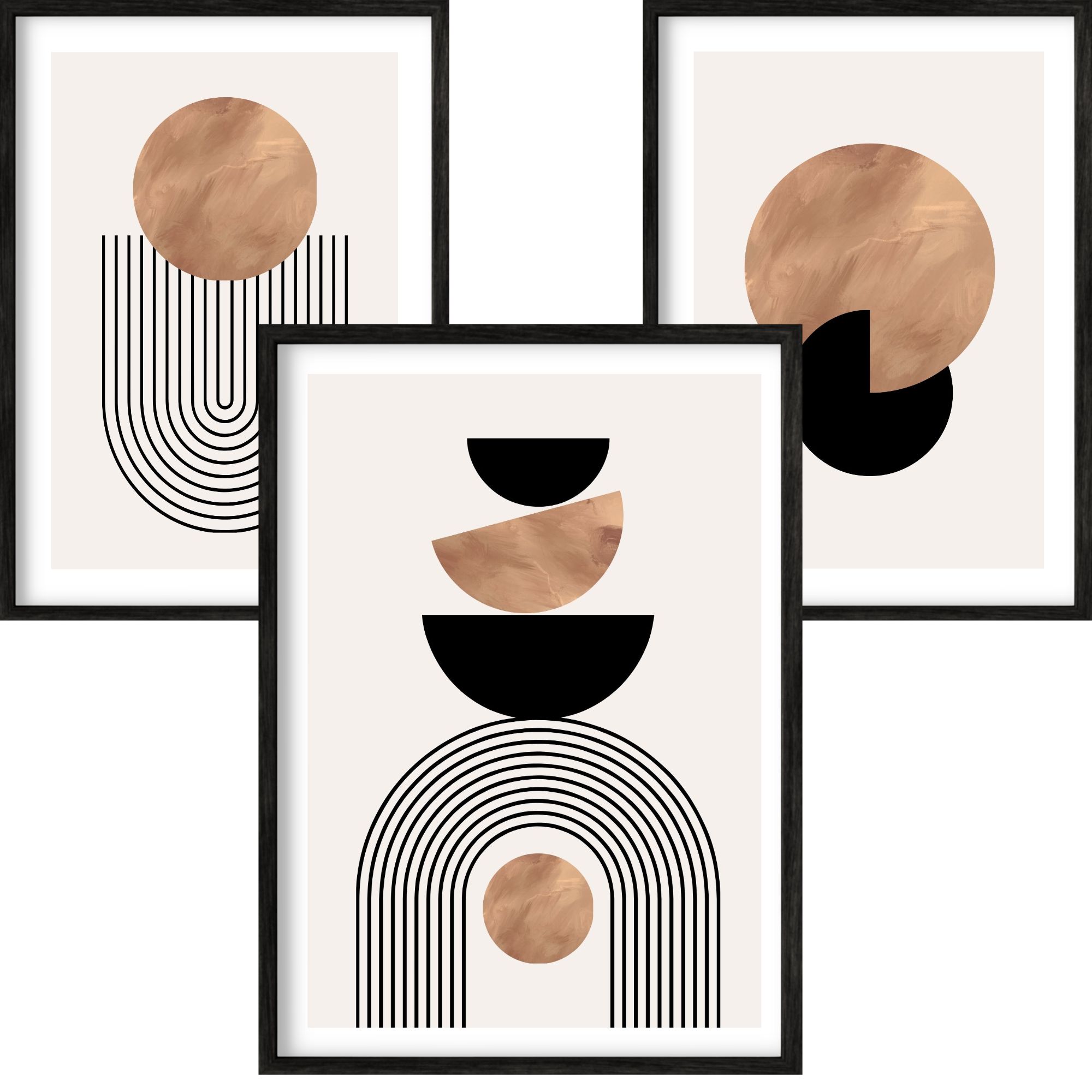 Zestaw 3 x Plakat Foto 60x90 Obraz Kształty Geometryczne Linie Sztuka 90x60
