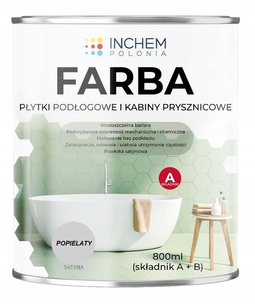 Farba płytki podłogowe i kabiny prysznicowe zestaw 800 ml Popielaty