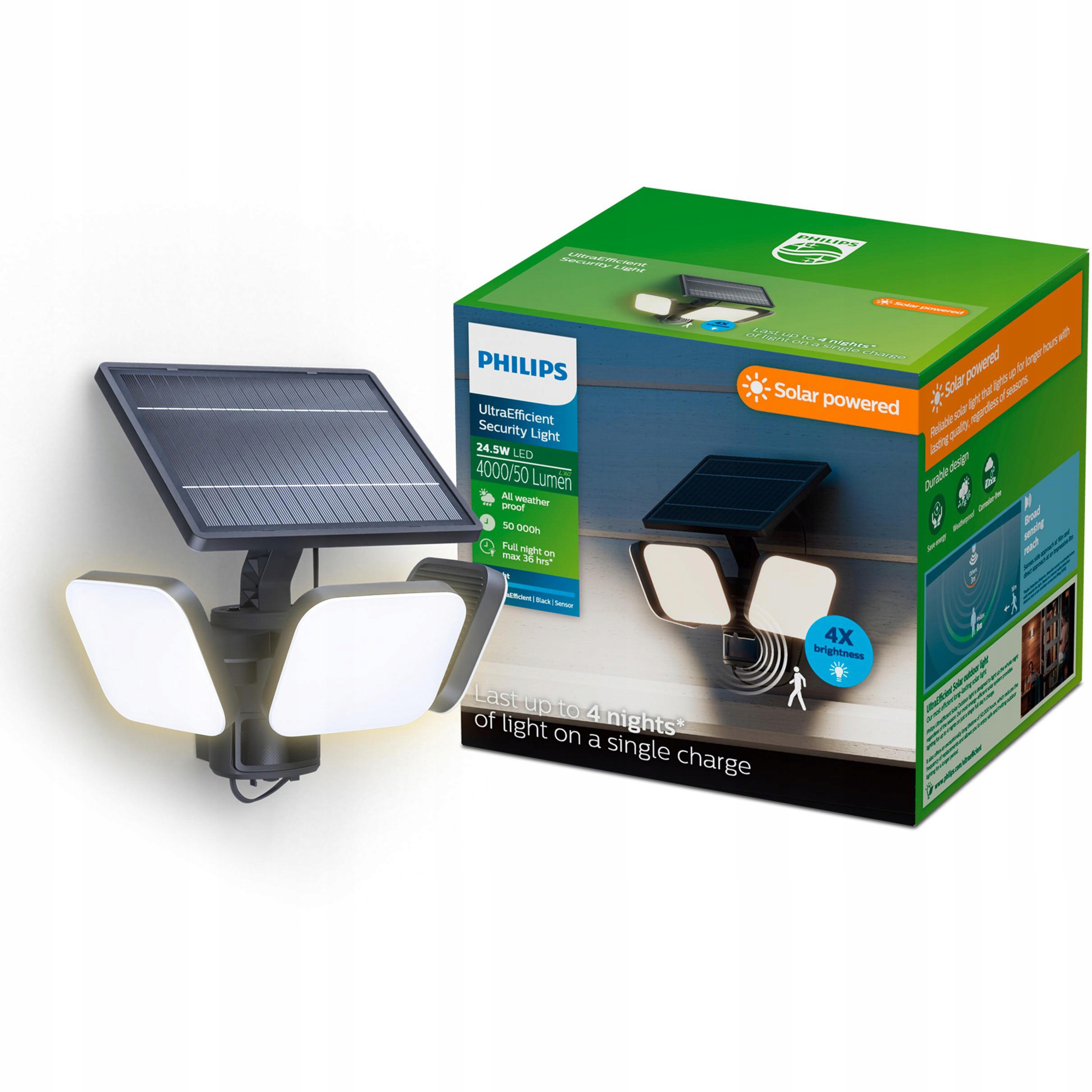 Solárna lampa Solárny reflektor 24.5 W IP65 Snímač pohybu Zyren Philips