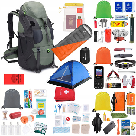 Plecak Ewakuacyjny Survival +Wyposażenie ReadyPack X2 Pełen Zestaw Awaryjny