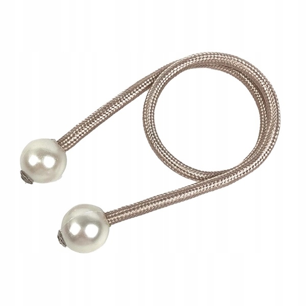 SPINKA UPIĘCIE DO FIRAN KLAMRA ELASTYCZNA SZNUR DRUT BEŻOWA BEŻ Z PERŁĄ