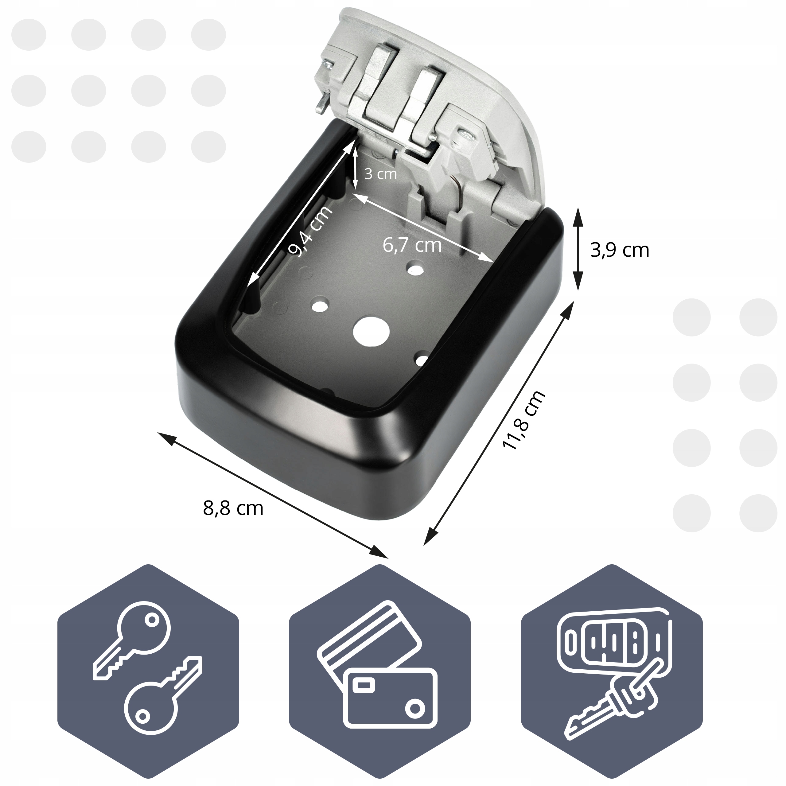 METALOWY sejf na klucze skrzynka szafka kasetka MOCNA skrytka z szyfrem kod Kod producenta 0703355436998