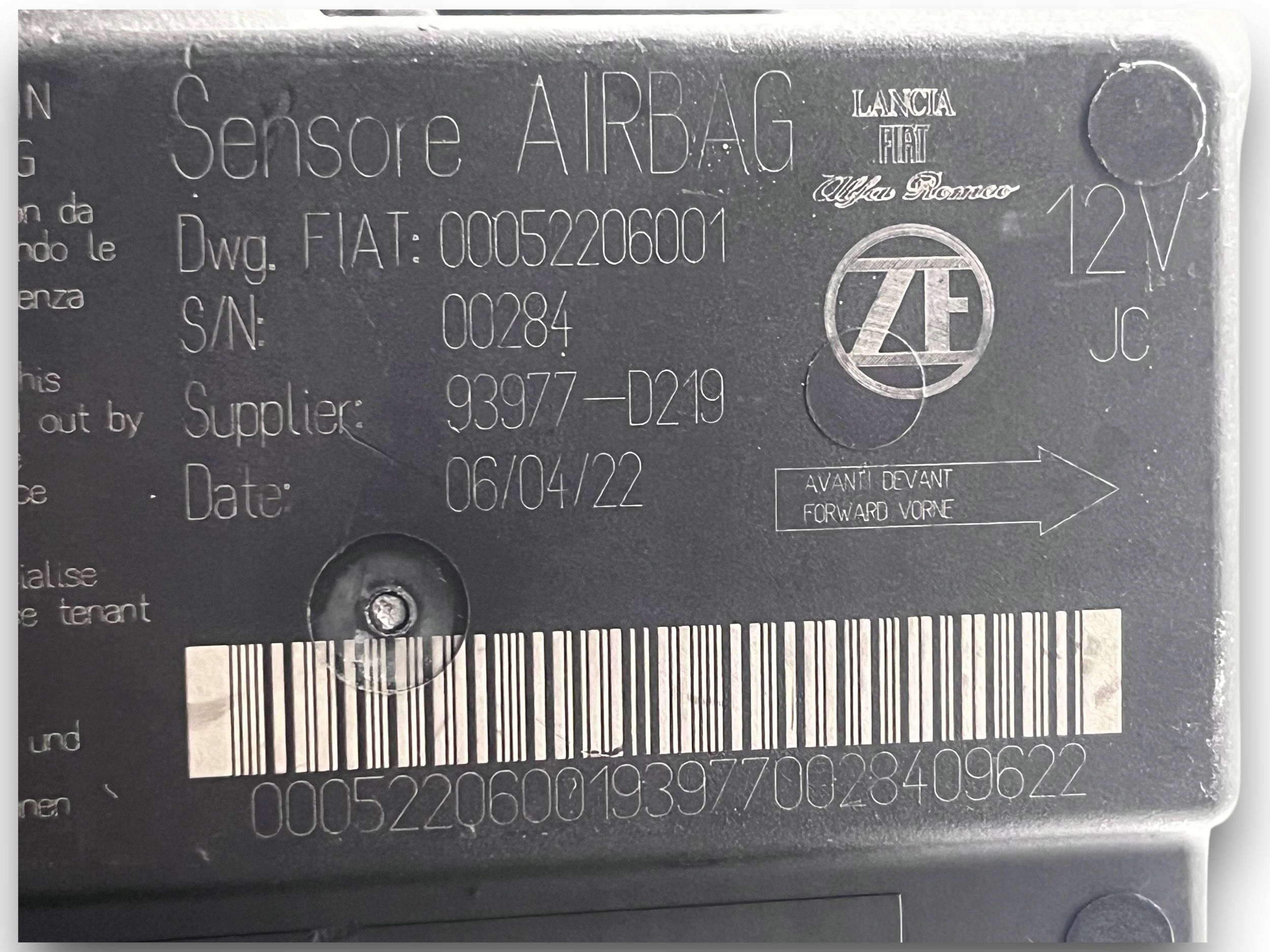 FIAT PANDA control unit module airbag 00052206001 @M