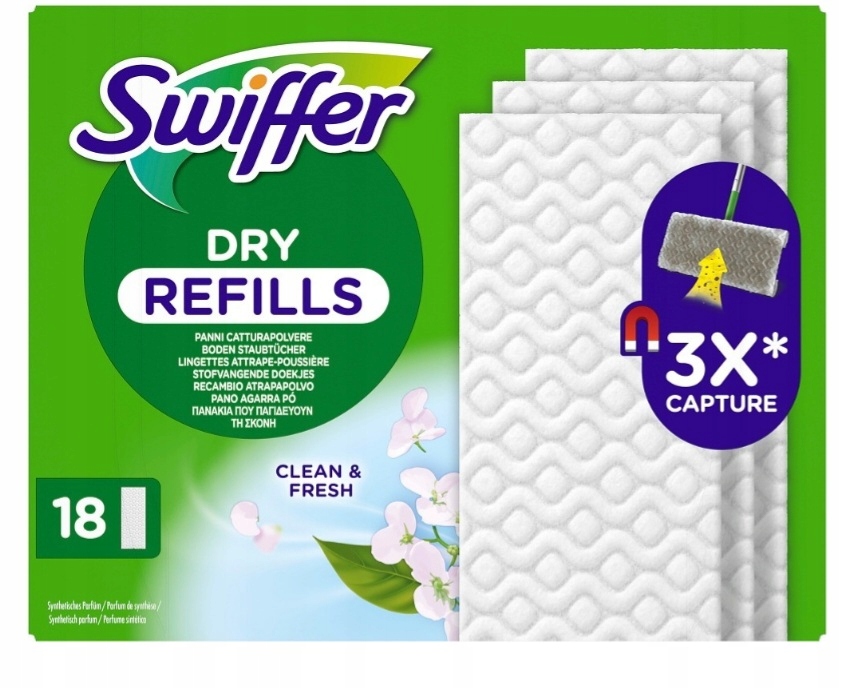 Swiffer suché vložky 12x18 ks 216 ks XXL utěrky na podlahy