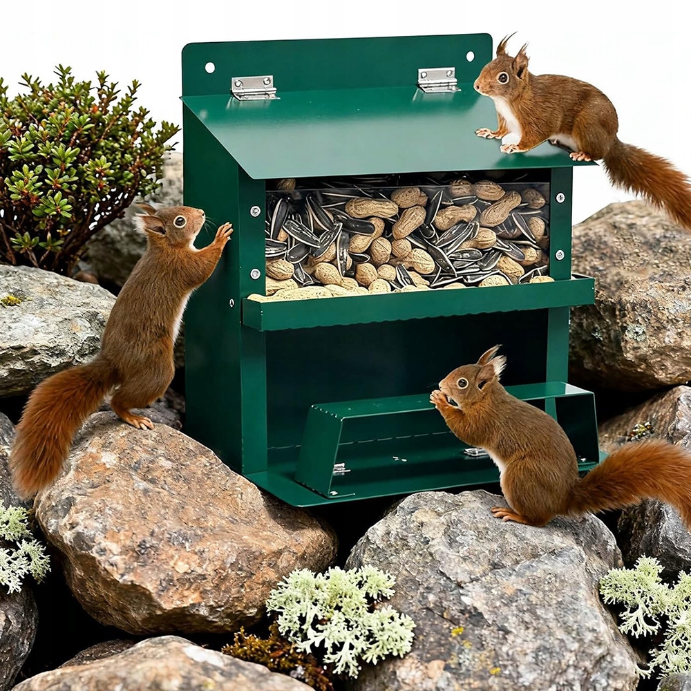 Levně Krmítko Zahradní Veverka 22.5X18.5X23 CM Průhledný, Velká Kapacita