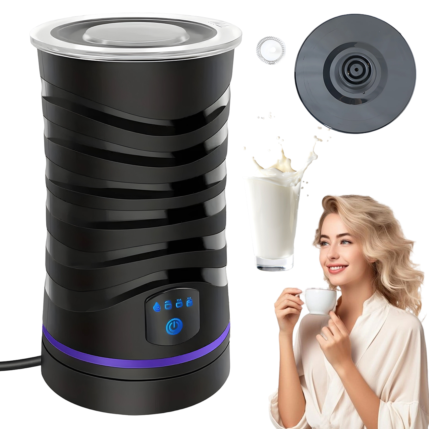 Napěňovač mléka 600 ml 4v1 Dotykové tlačítko Snadné čištění Latte