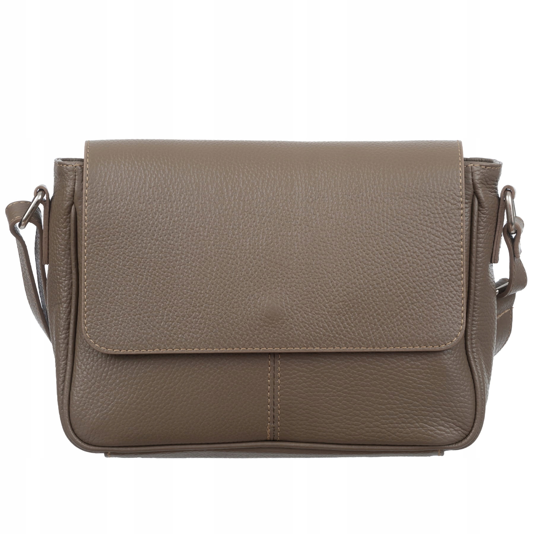 Vera Pelle torebka damska skórzana listonoszka z klapą i paskiem C.taupe