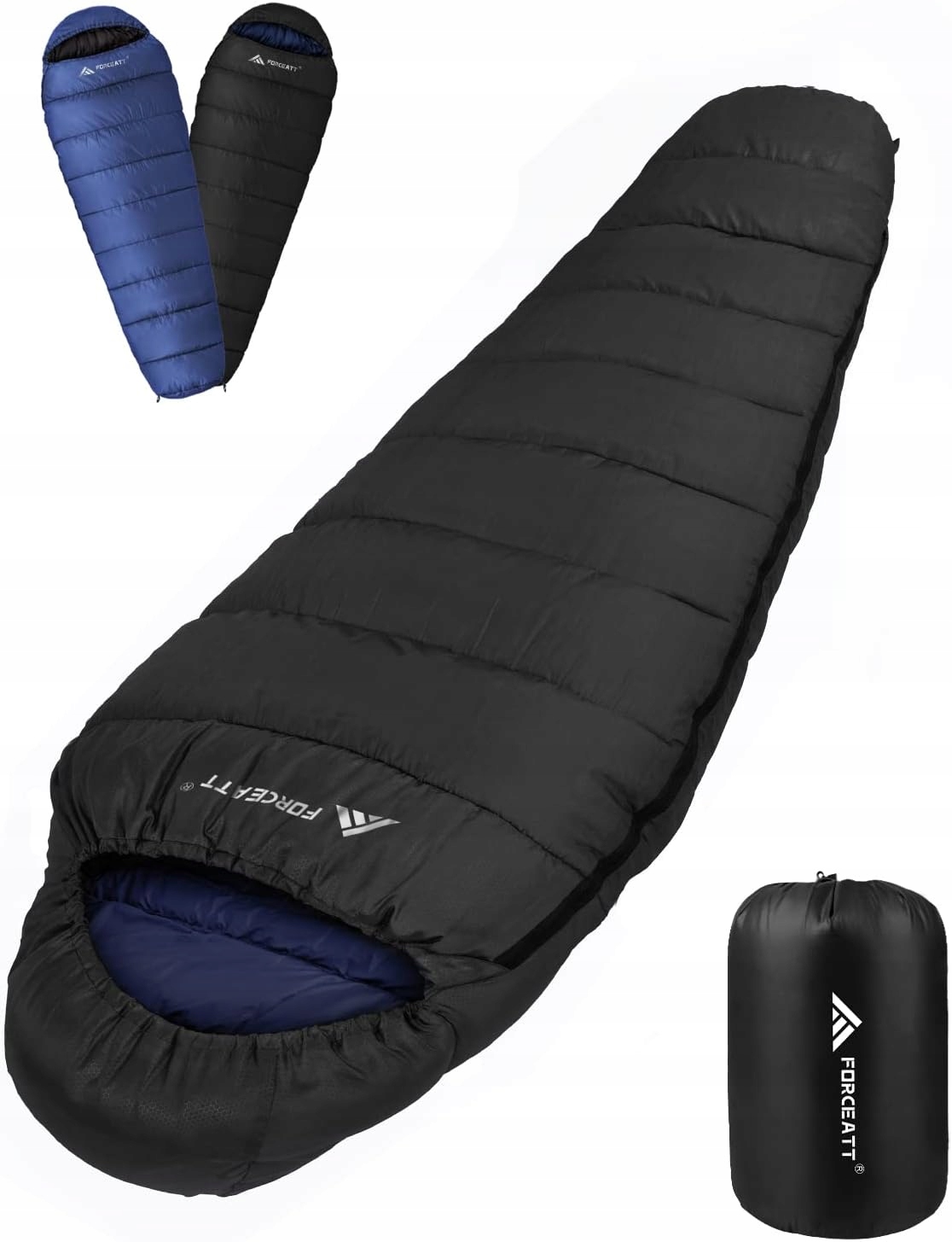 Śpiwór zimowy, -7°C do 20°C (1,8 kg 2,4 kg 210 x 80 cm), mumia, czarny