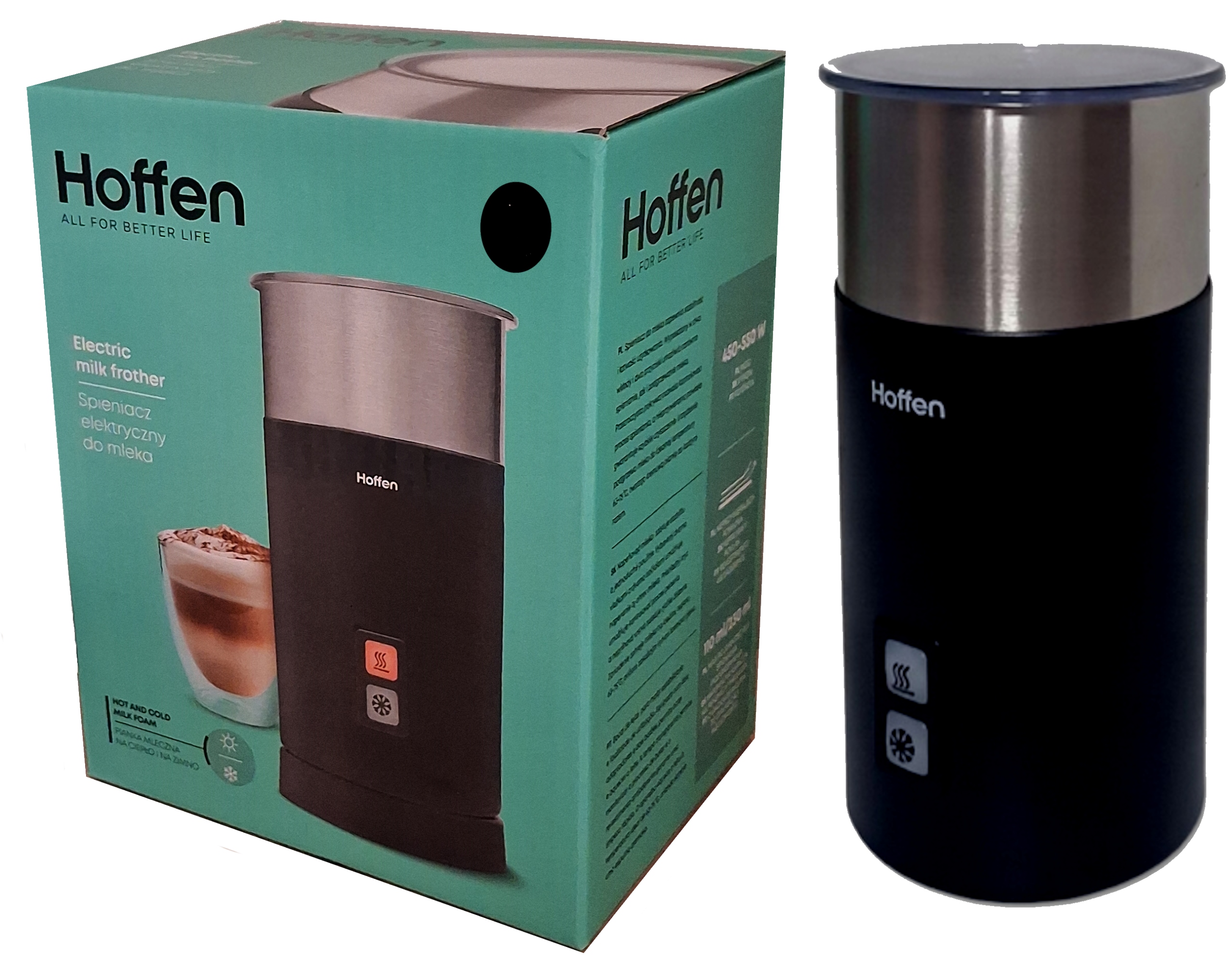 Spieniacz do mleka Hoffen Czarny pianka na Ciepło i Zimno