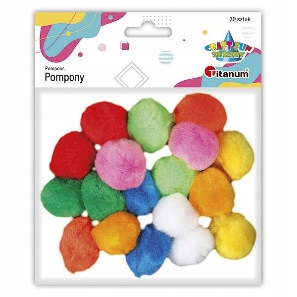 Pompony dekoracyjne mix różne kolory 30 mm 20 szt.