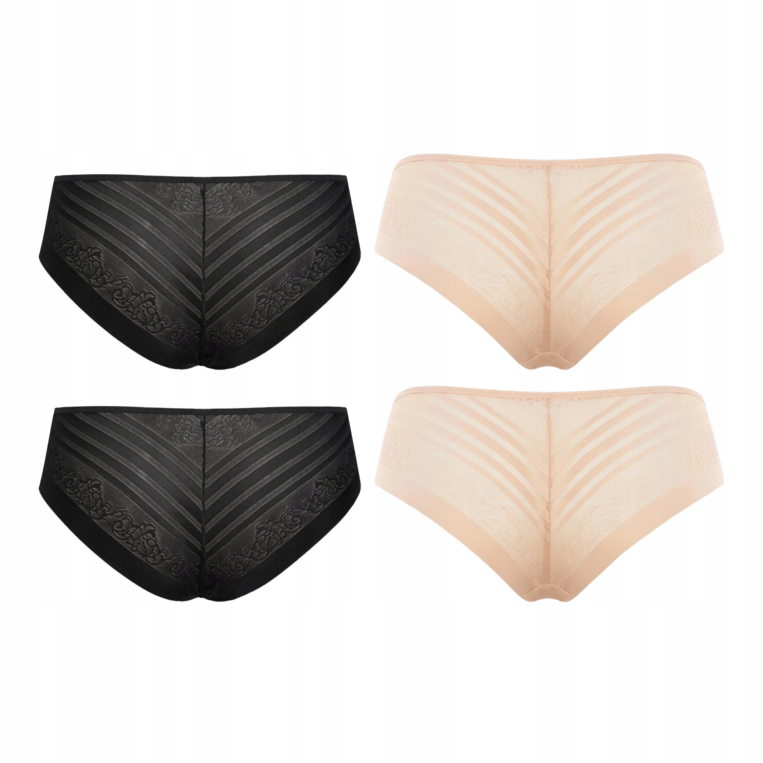 4 ks Kalhotky z tylu 2505 Flower 2x Nero 2x Beige L