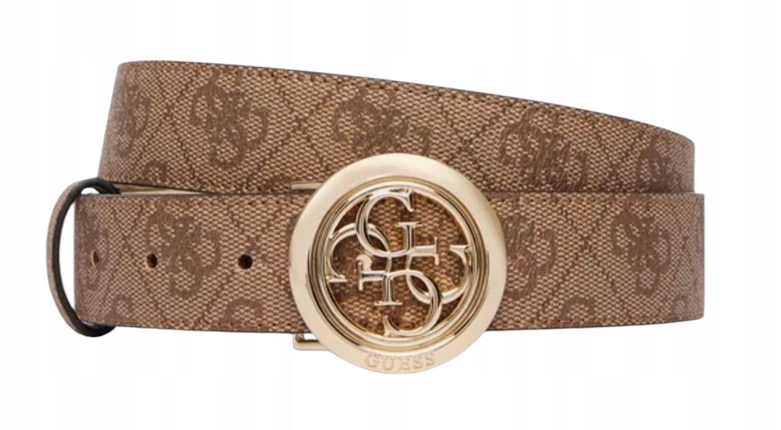 Guess Pasek Damski Beżowy BW9357 P6230 Logo 4G Złota Klamra roz. M