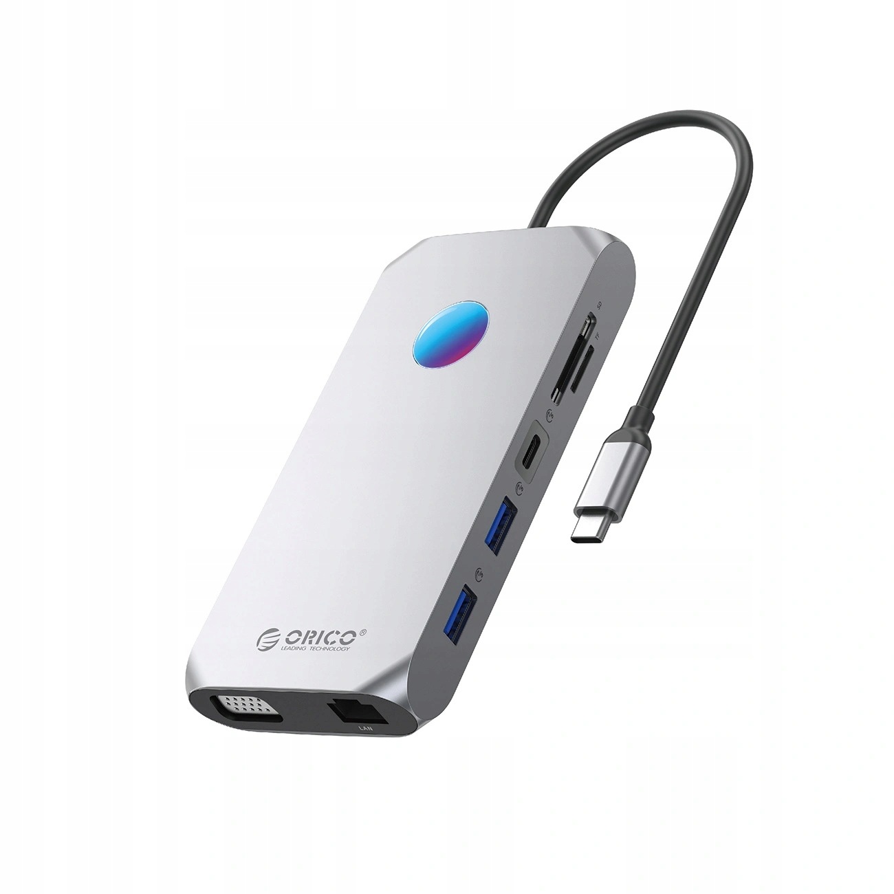 Stacja dokująca Hub Usb-c Orico Xcr 12w1 Rgb Hdmi 4K 30Hz PD100W Szara