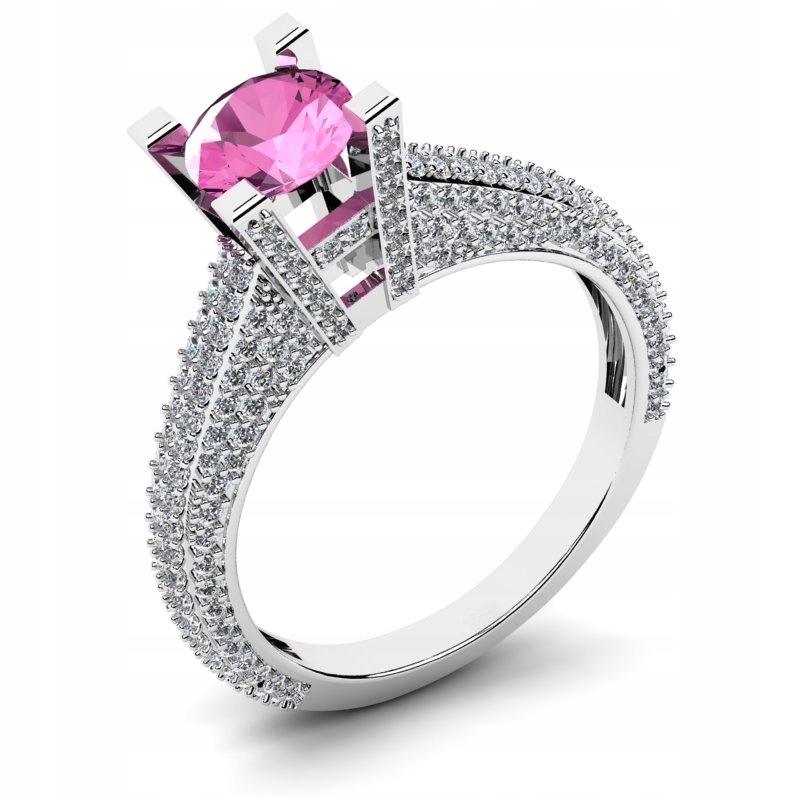 

Pierścionek Z Białego Złota Z Różową Cyrkonią