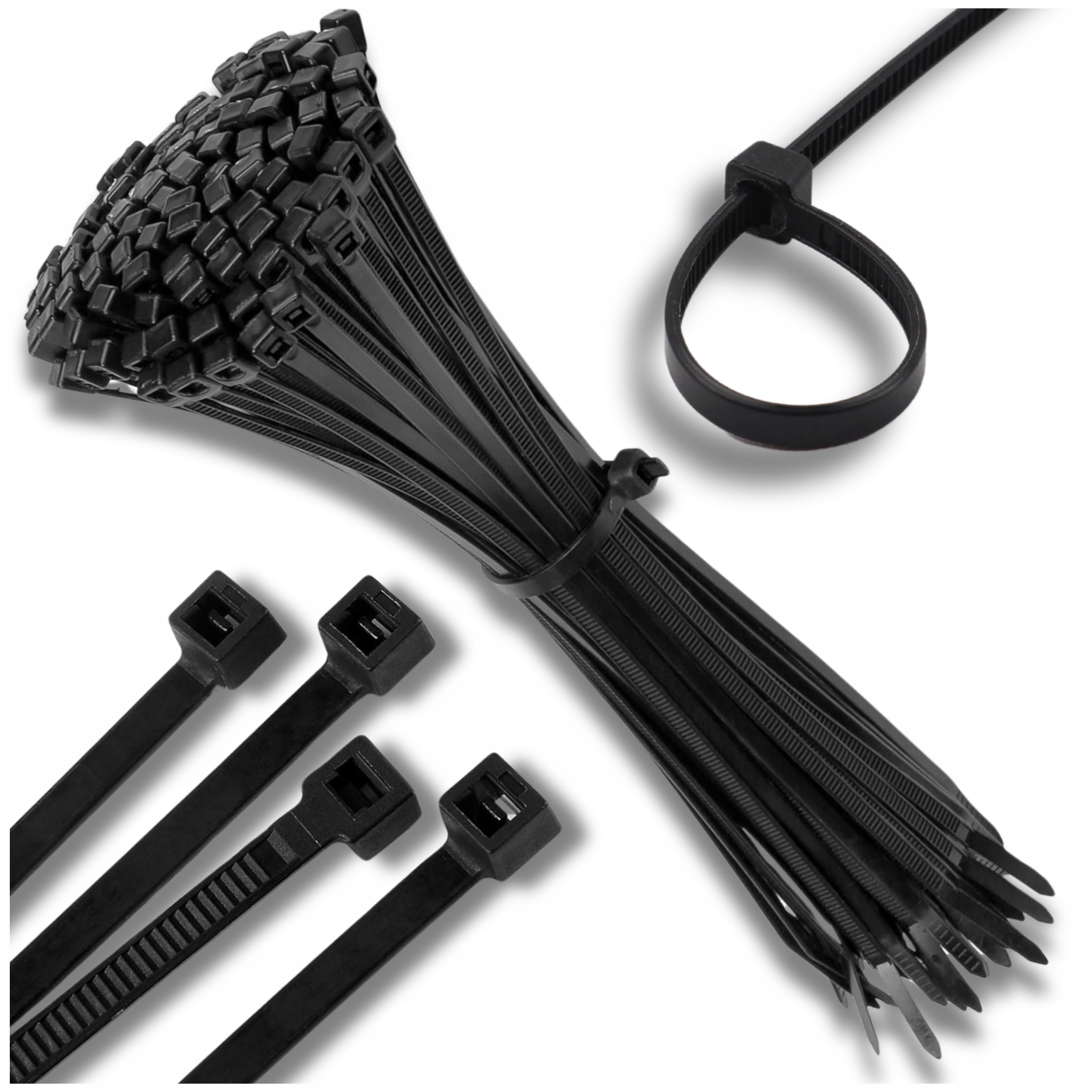 Opaski Zaciskowe Czarne Trytki Kablowe Mocne 100 szt. 100x2.5mm Nylonowe