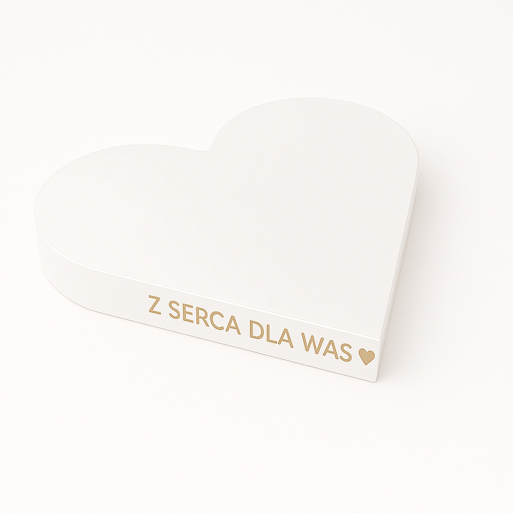 Podkład serce pod tort ciasto 23 cm styrodur biały z naklejką mocny twardy