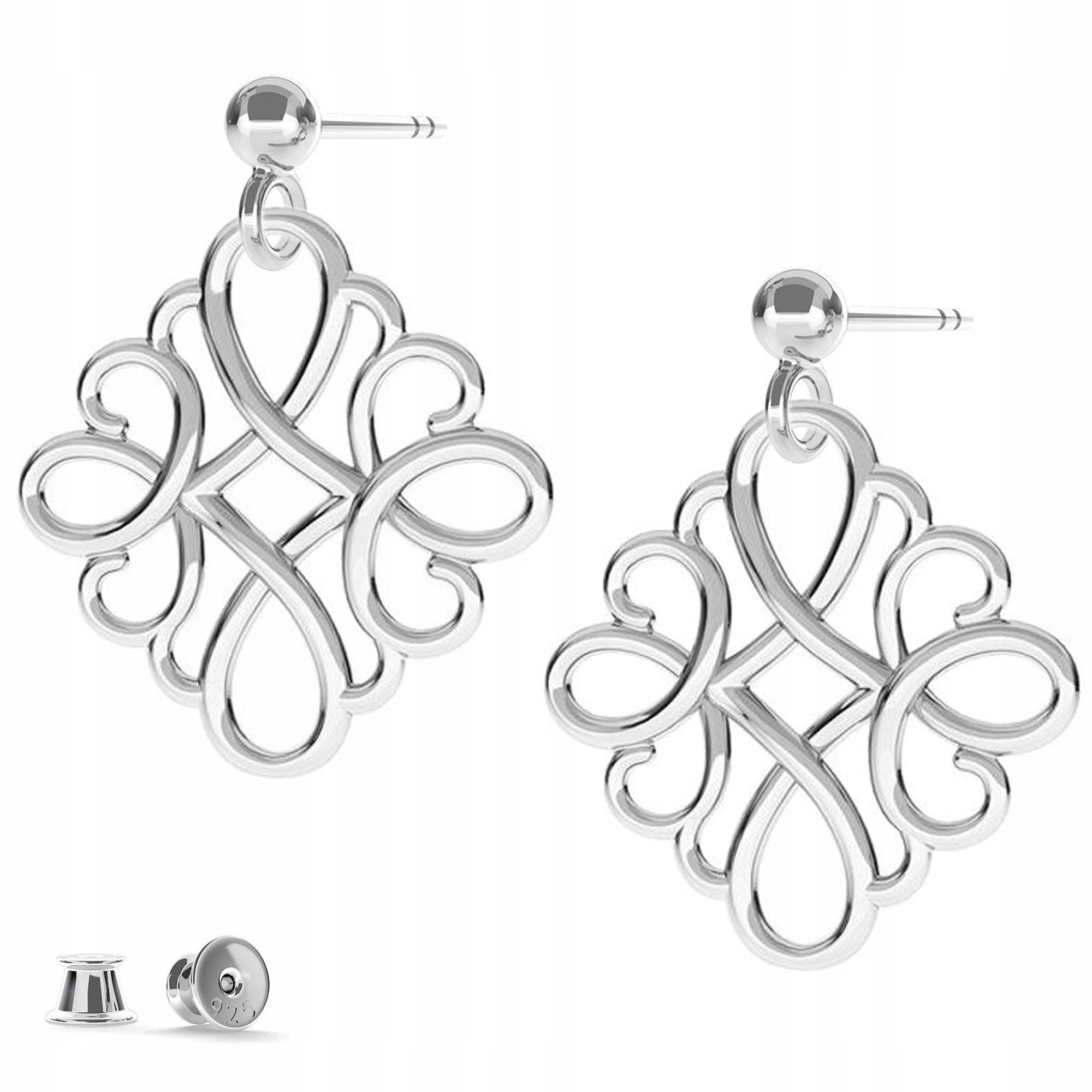 Stříbrné náušnice Ažurový spojovací díl 925