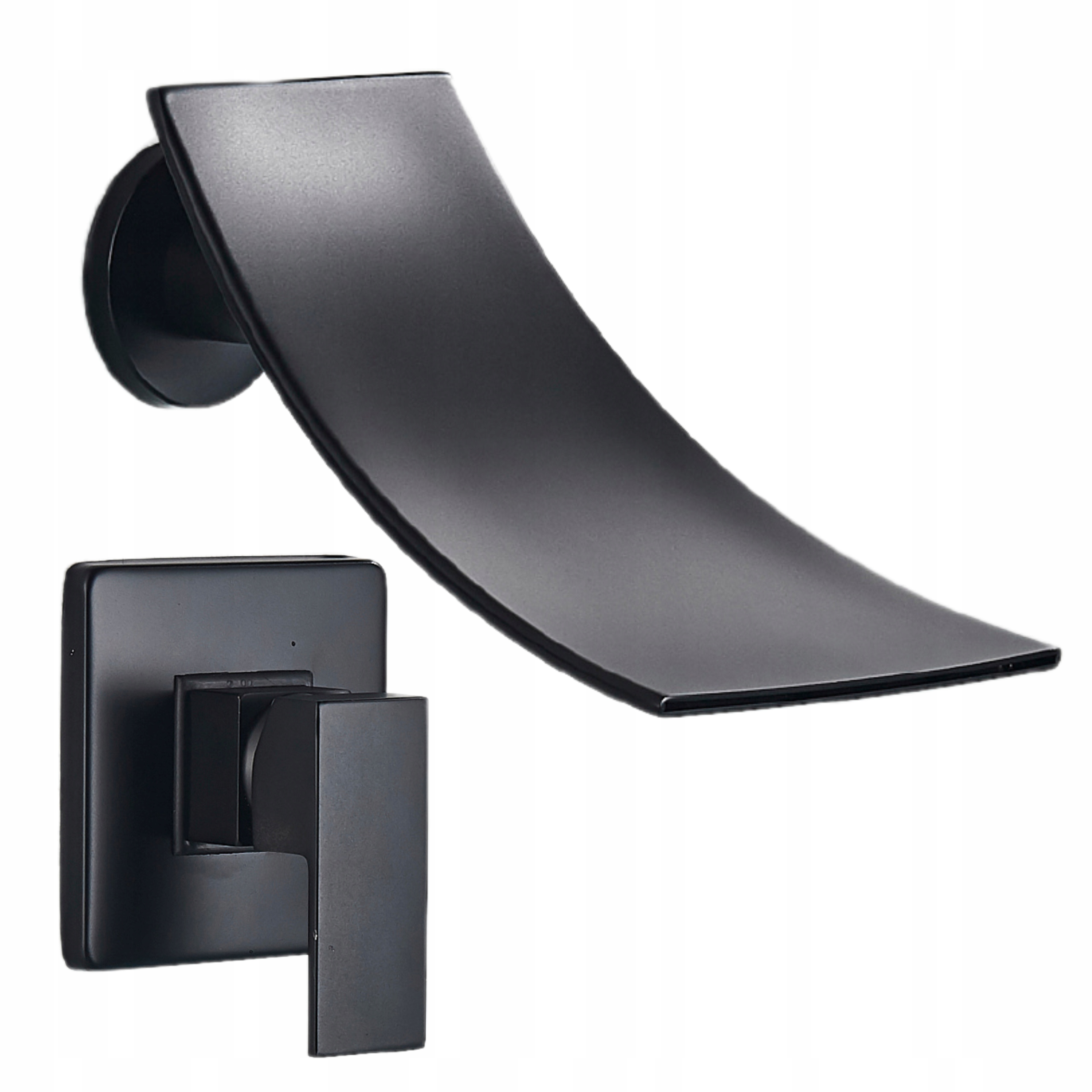 Kohútik do umývadla Čierny Matný Vodopád Výtok Nástenná podomietková batéria