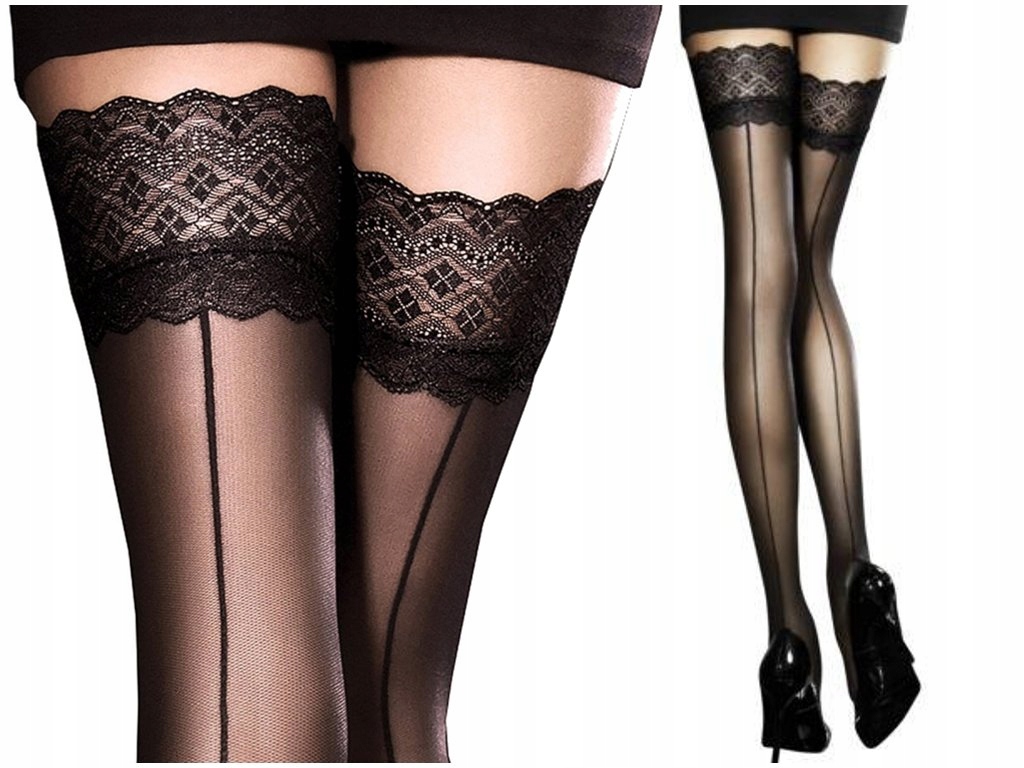 

Celia Fiore pończochy samonośne z paskiem szwem