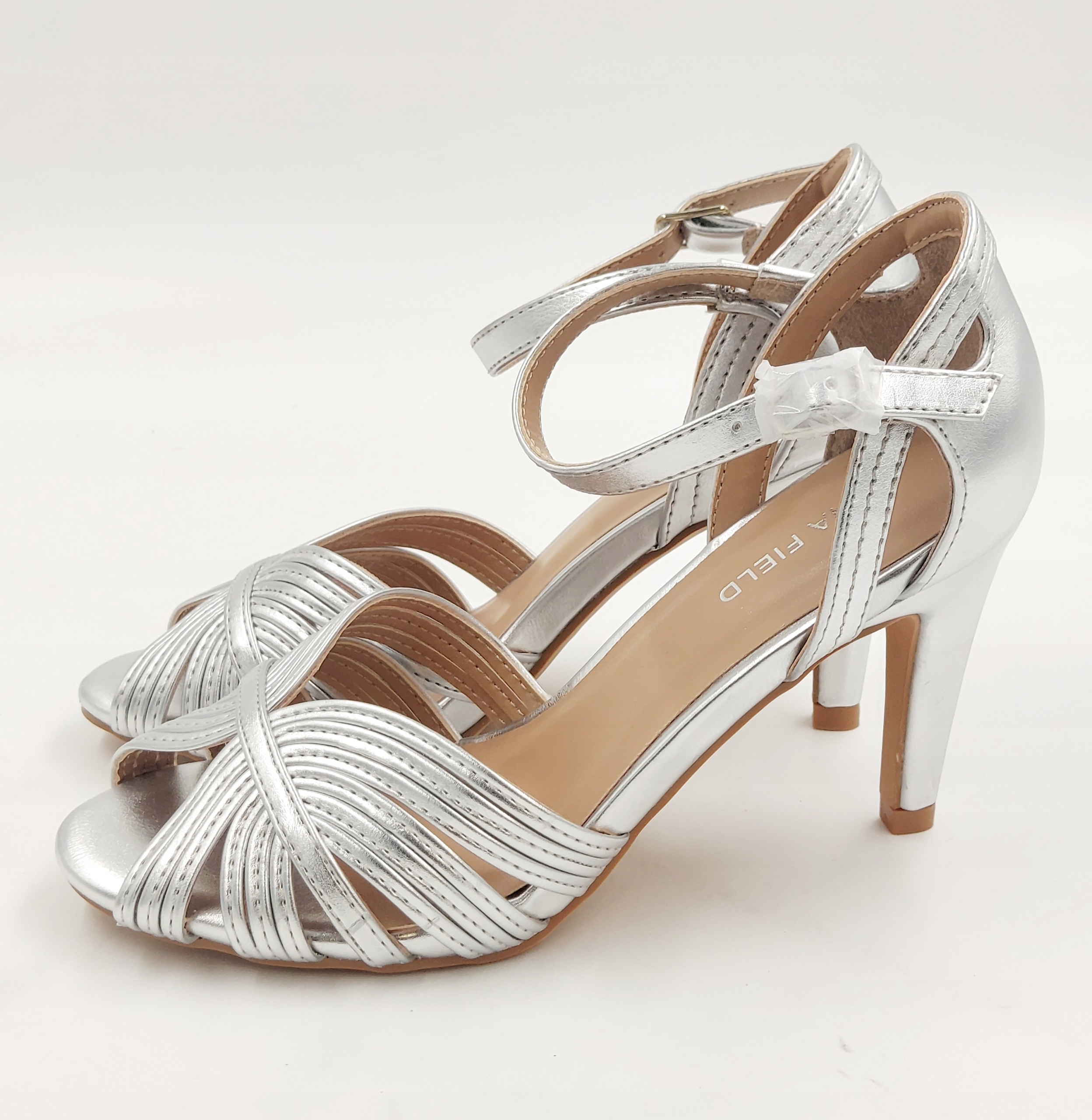 sandały na obcasie srebrne ANNA FIELD R.35 AN96S