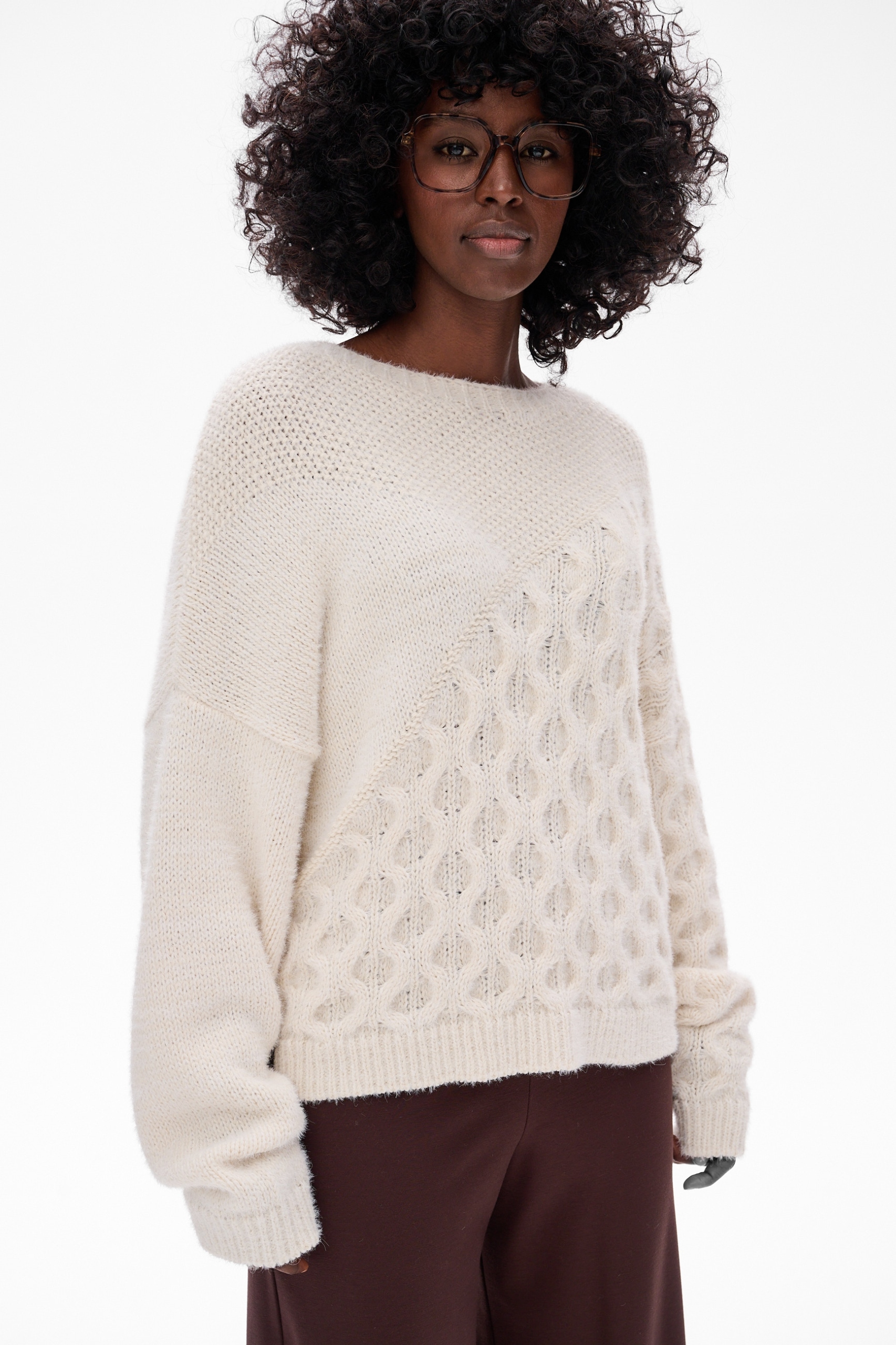 Dámský svetr s kulatým výstřihem ekri Cavo blue shadow vel. 40/42