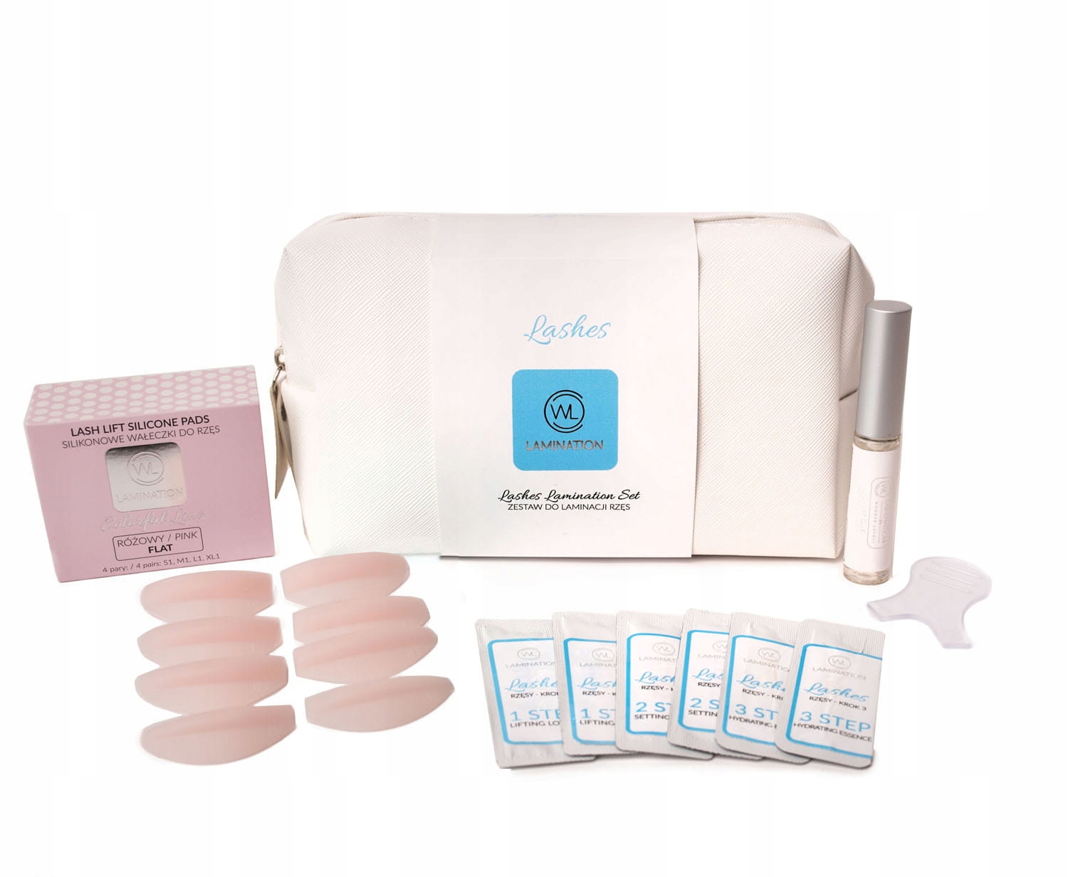 Zestaw WL Lash Lamination - różowe curved