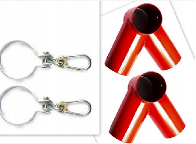 ZESTAW! łączniki+obejmy 100mm 90stopni CZERWONY