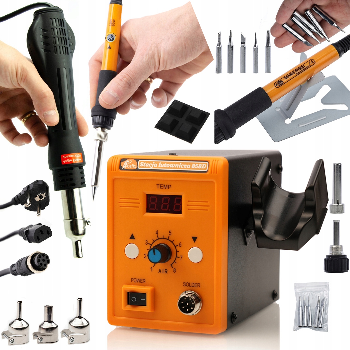 Pájecí Stanice Hot-air Svařovací Stroj Na Plast 858D Pájecí Pero Hroty