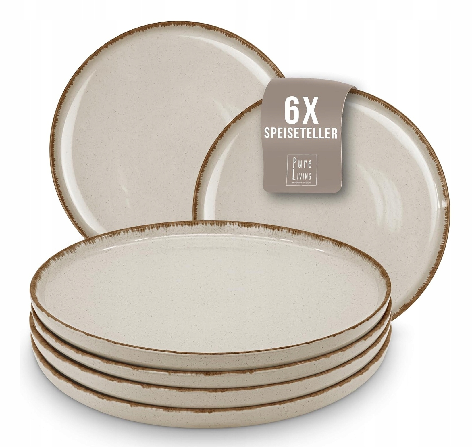 Obedové Taniere Sada 6 Kusov z kameniny 26 cm, ploché, okrúhle, glazované