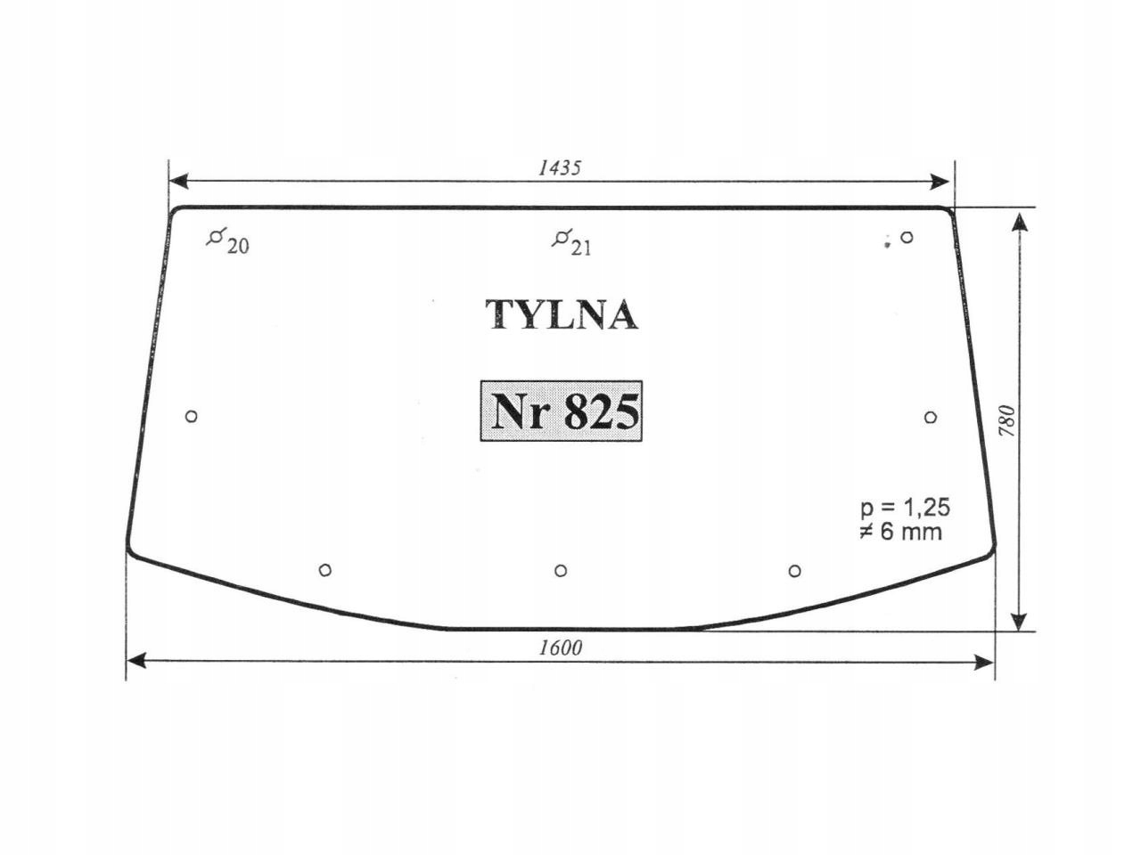 SZYBA TYLNA URSUS 1634 KUNOW 825