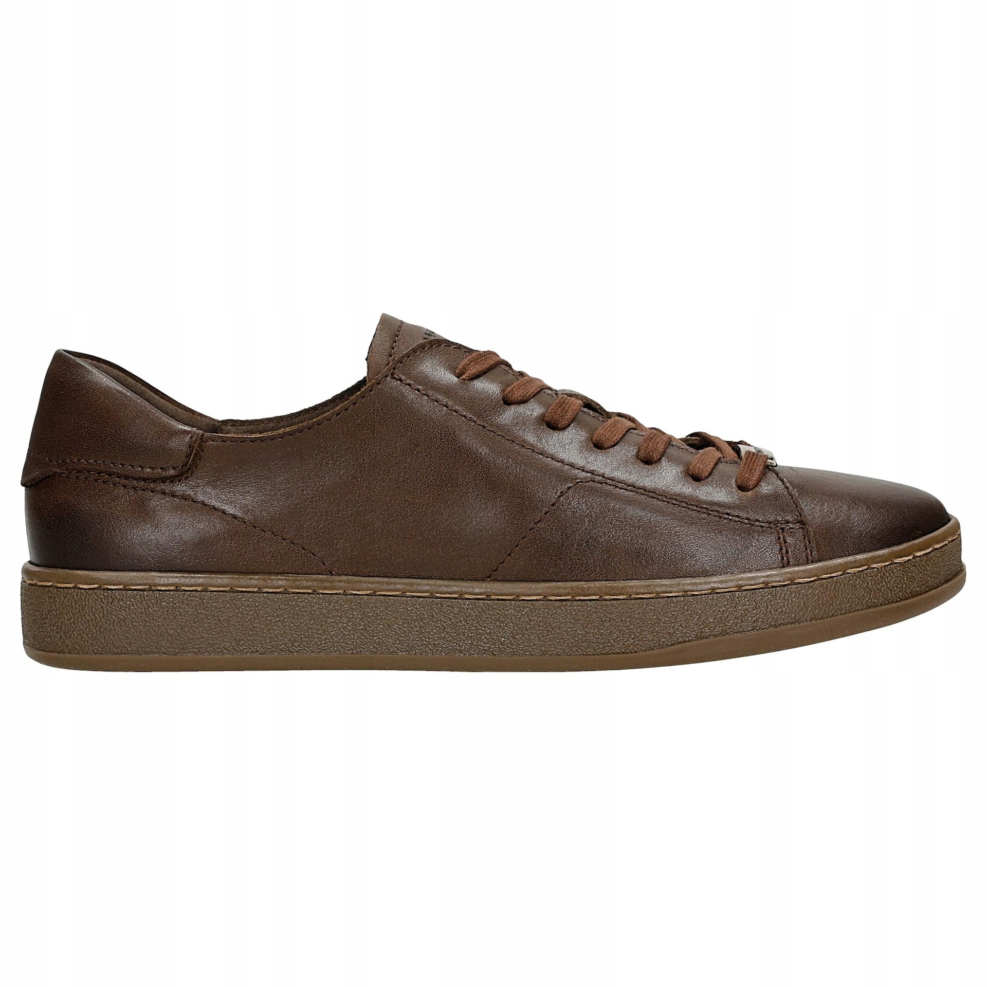 Tmavě hnědé dámské tenisky z lícové kůže, velikost vel.