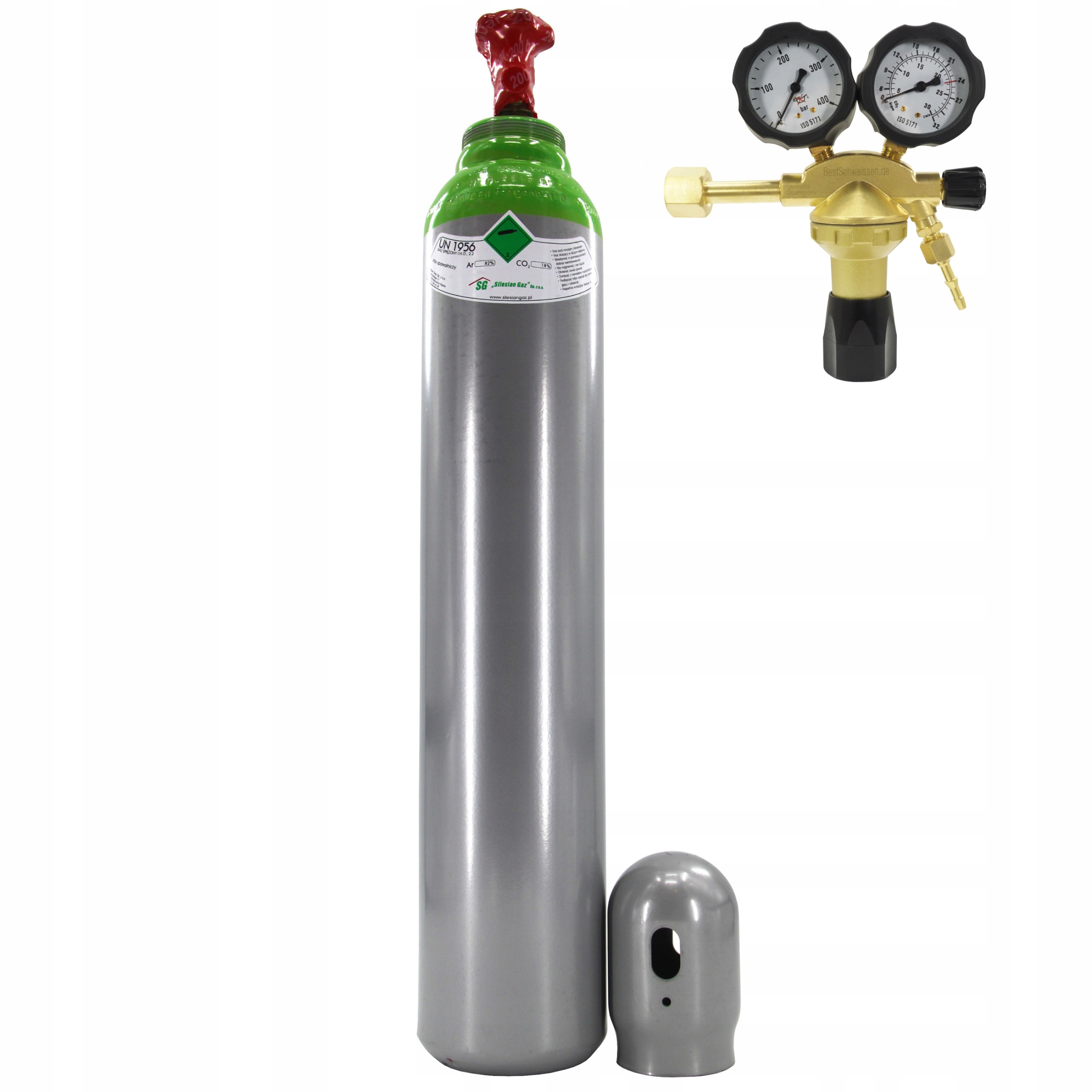 Set Lahev MIX AR/CO2 200bar 8L Reduktor Typ Gce Ar/CO2 24l/min