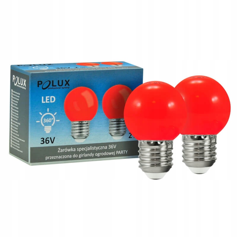 

2x Żarówka Led G45 Kulka Czerwona do Girlandy 36V