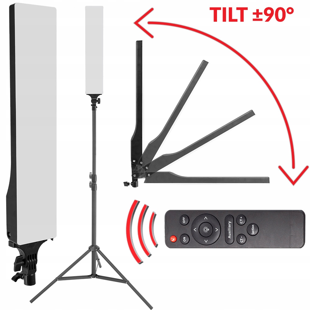 Vertikální panelová Led lampa na stativu dálkové ovládání