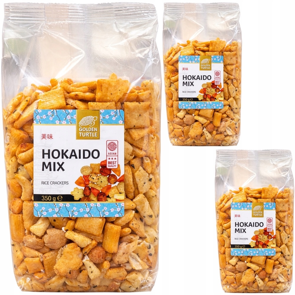 Levně 3x Asijské Krekry Rýžové Směs Hokaido MIX Různé Lahodné Příchutě 350g