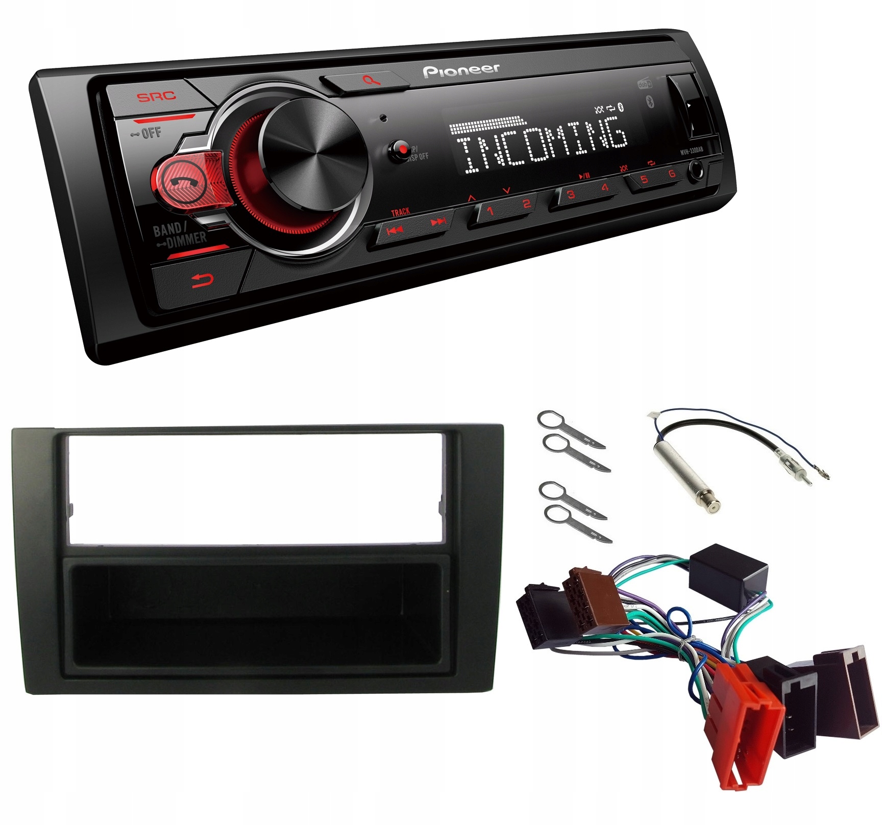 Autorádio Pioneer MVH-330DAB Bluetooth Dab Audi A4 B7 A4 B6 rámček