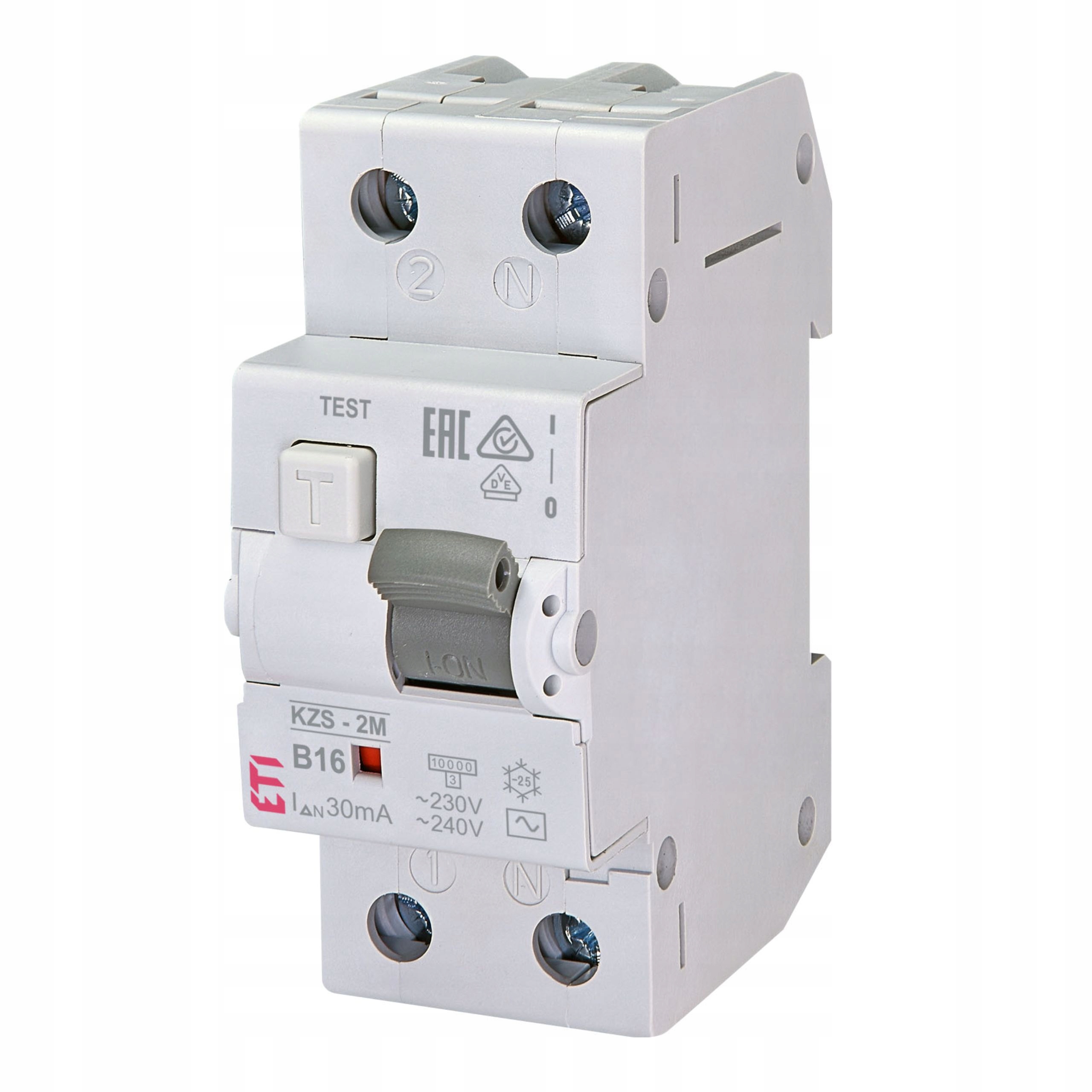 Proudový chránič 2P B 16A 30mA typ Ac 10kA KZS-2M Ac B16/0,03 Eti