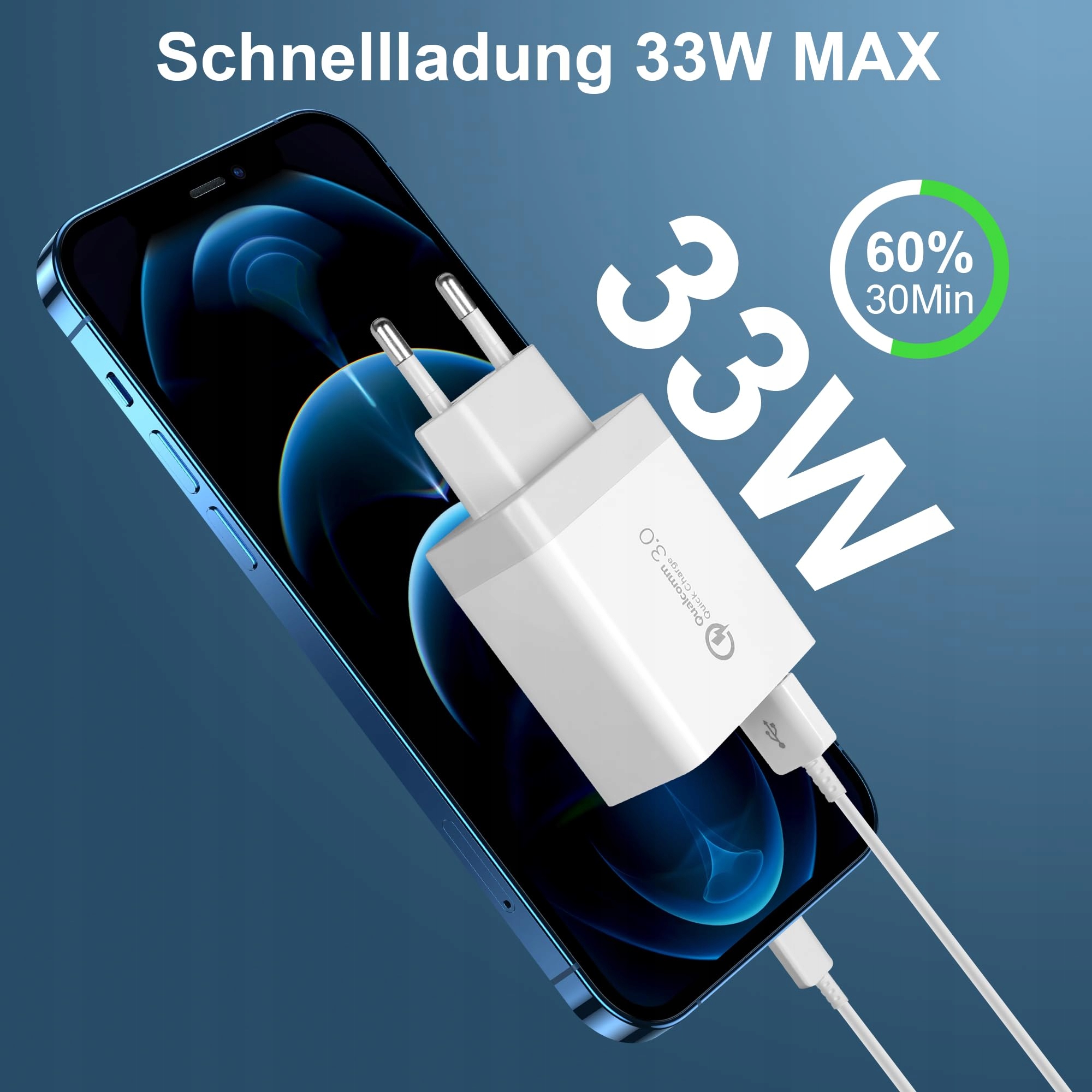 UNIVERSAL Ładowarka USB 33W 4-Porty QC 3.0 Samsung iPhone iPad — miniatura 3