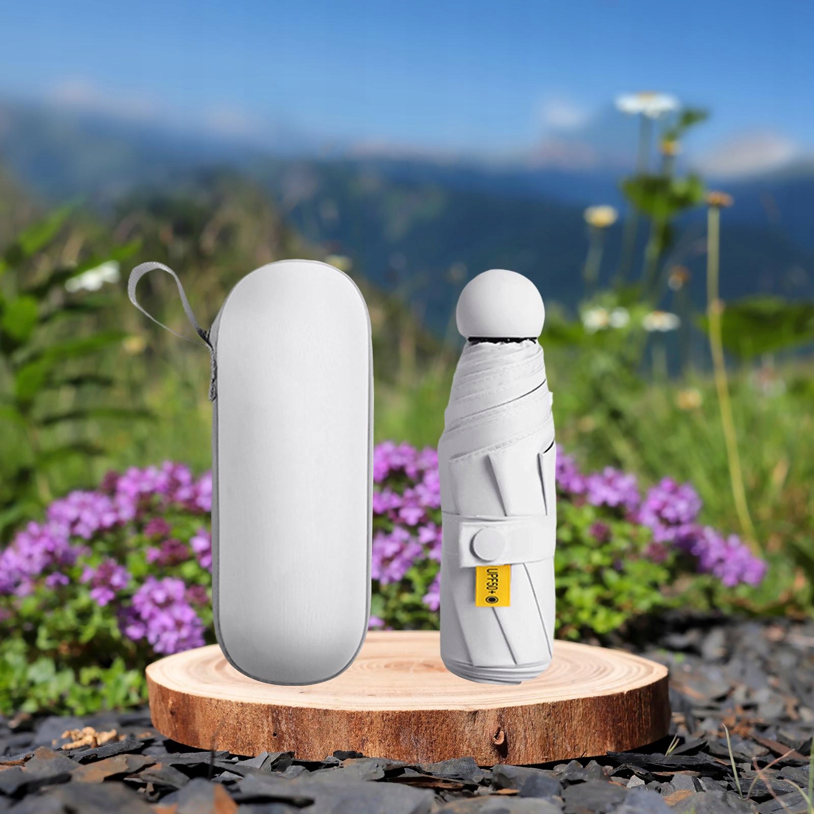Mini parasole Parasol podróżny biały z etui Marka bez marki