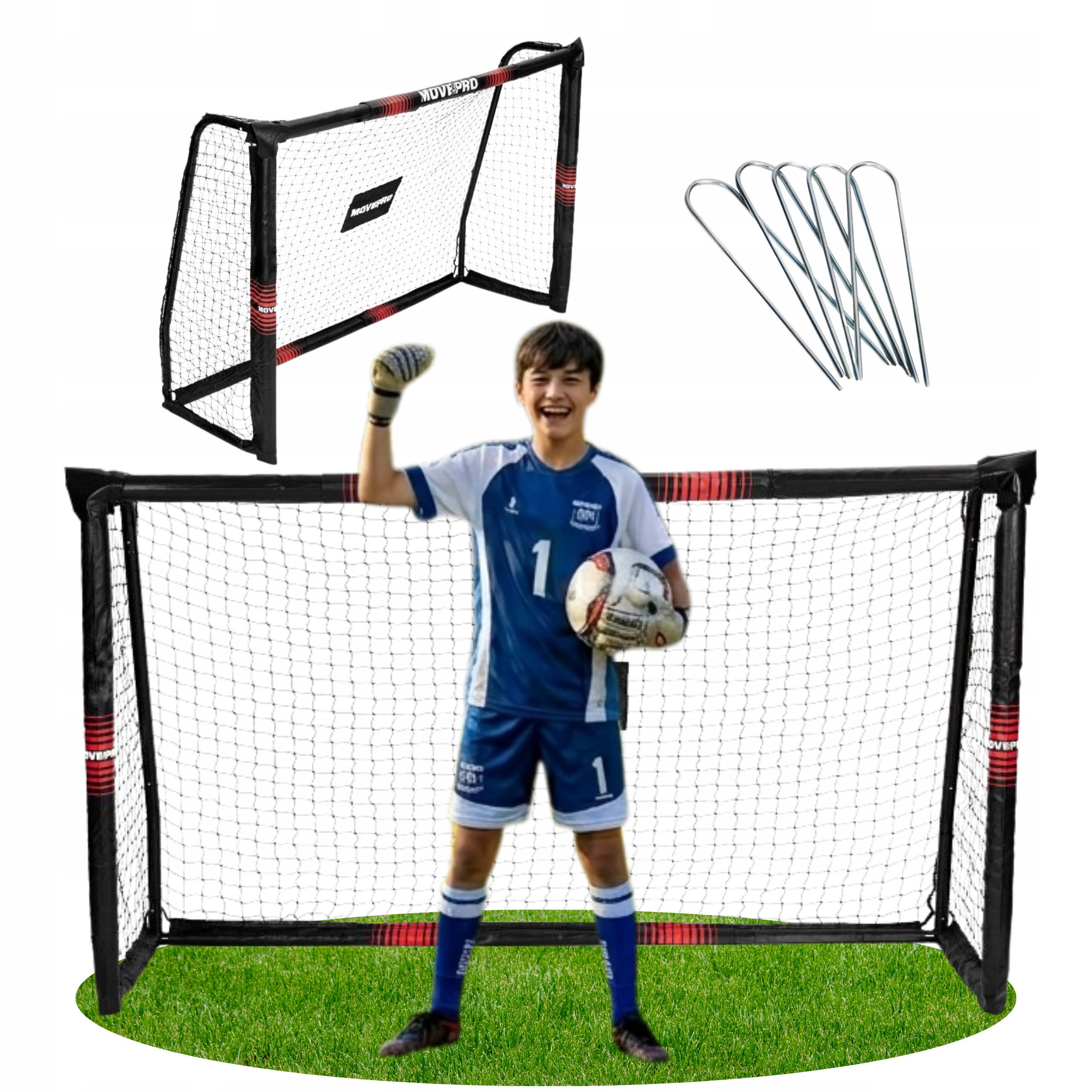 Bramka Piłkarska 1,8x1,2 m z Siatką Osłonami Kotwami do Piłki Nożnej Ogrodu
