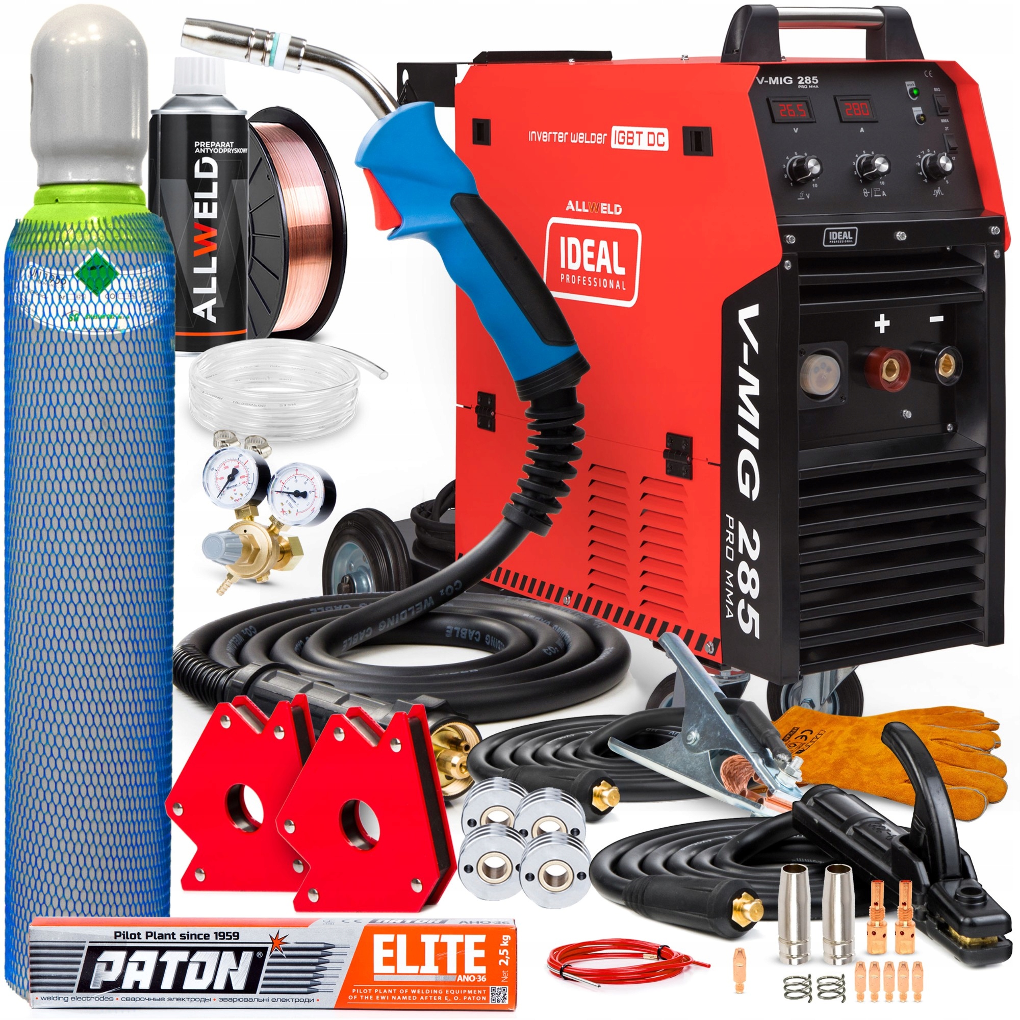 Poloautomatický Svařovací Stroj Ideal V-mig 285 4X4 Pro Mma Mag Hliník 400V 280A
