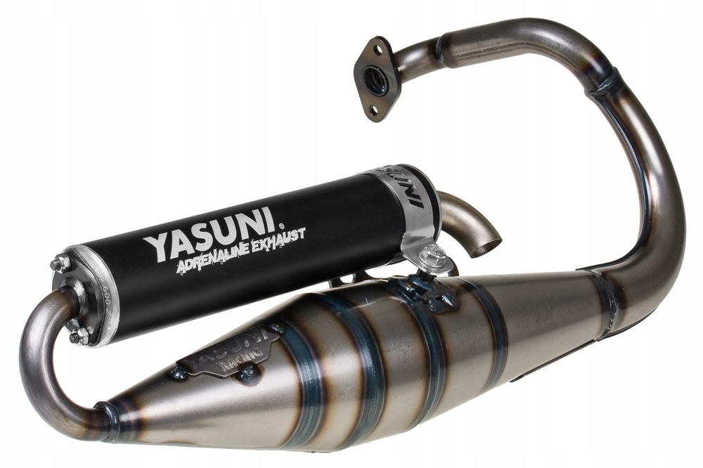 Výfuk Yasuni z hliníka Black, stojaci Peugeot Buxy Elystar Speedfight