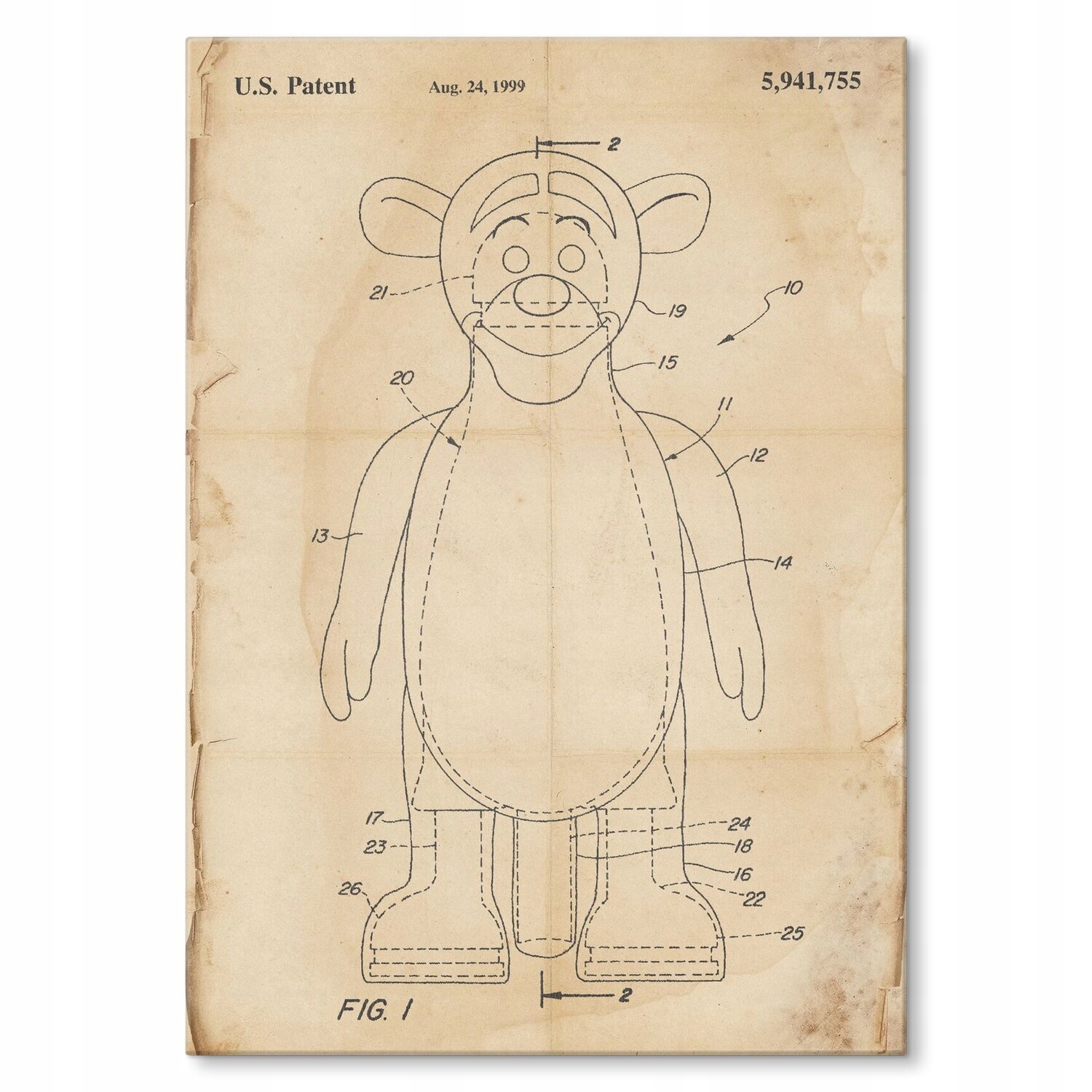 Kovový plakát Tiger toy Retro Dárek 22 x 31 cm