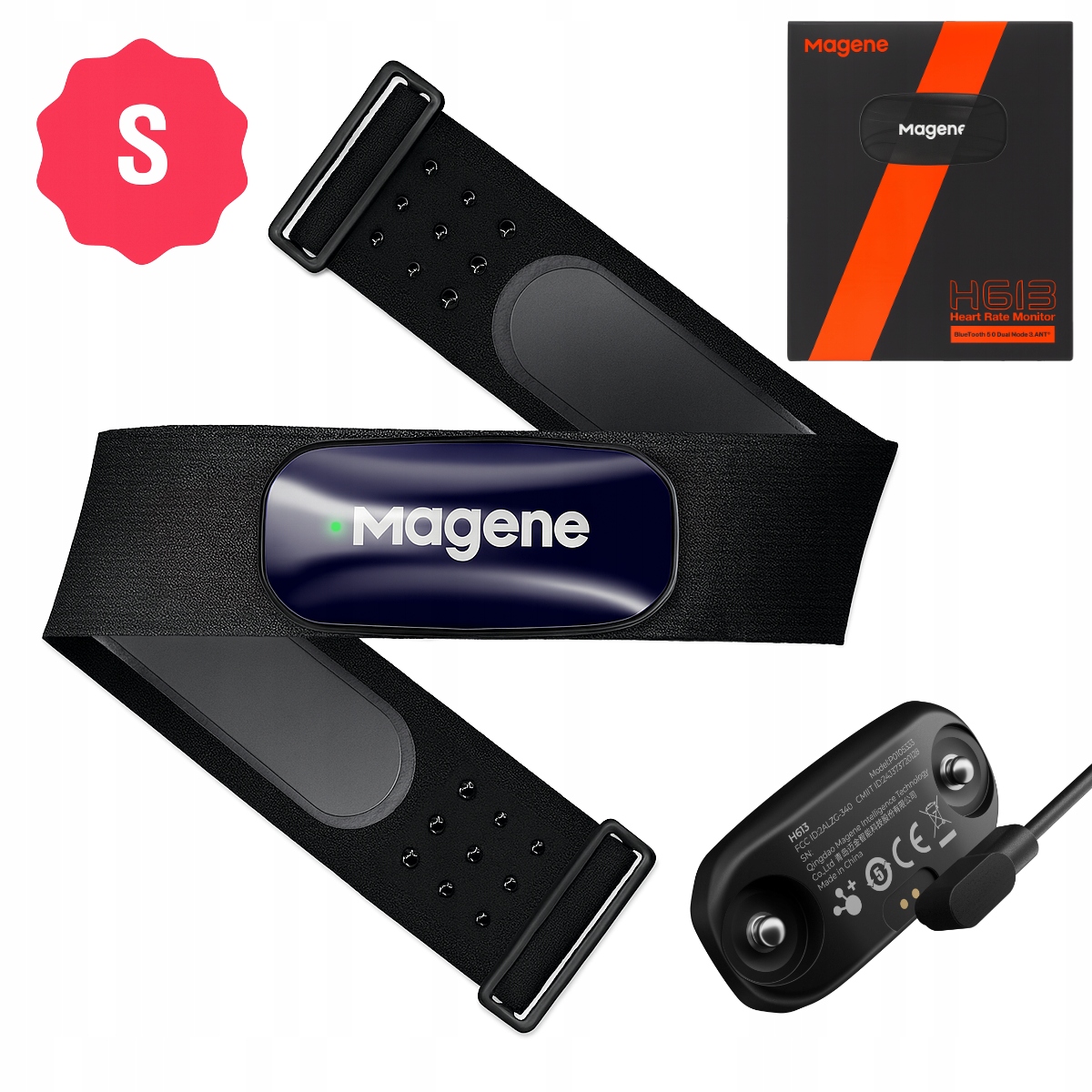 Magene H613 Snímač srdečního tepu Ble Ant, velikost S pro Garmin Wahoo Polar