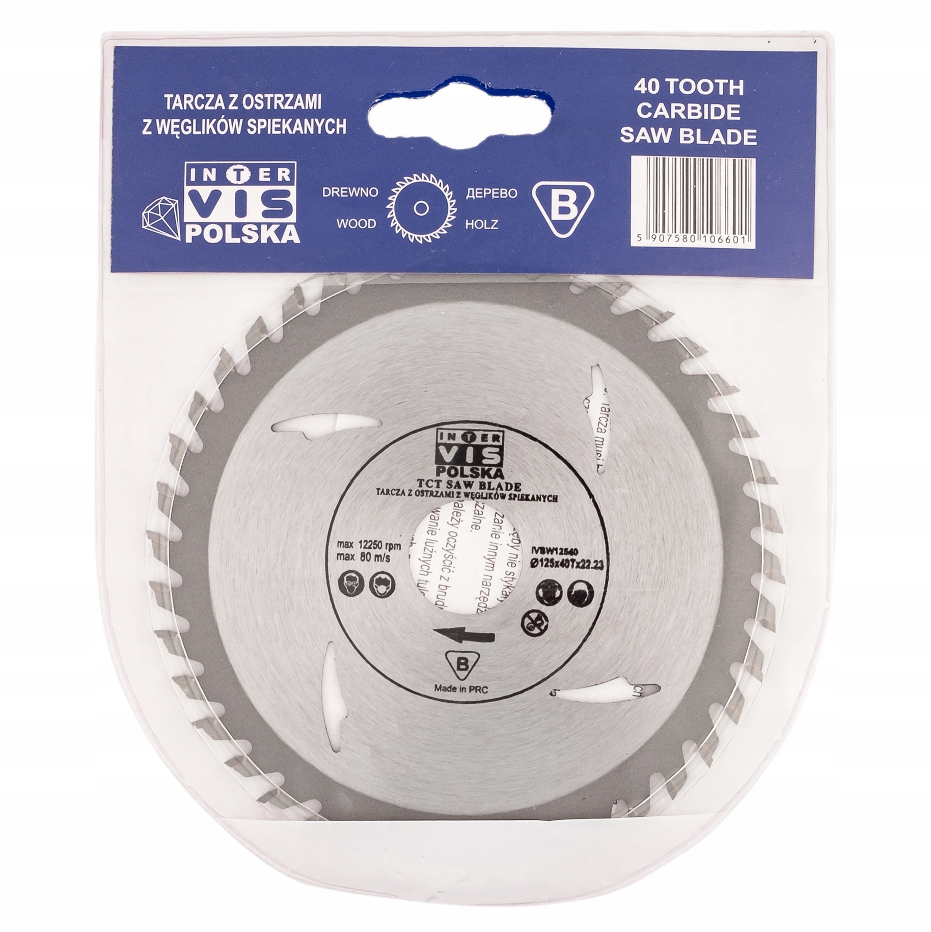 TARCZA WIDIOWA DO DREWNA WIDIA DO PIŁY PILARKI 125mm x 22,2 x 40T Marka Inter-Vis