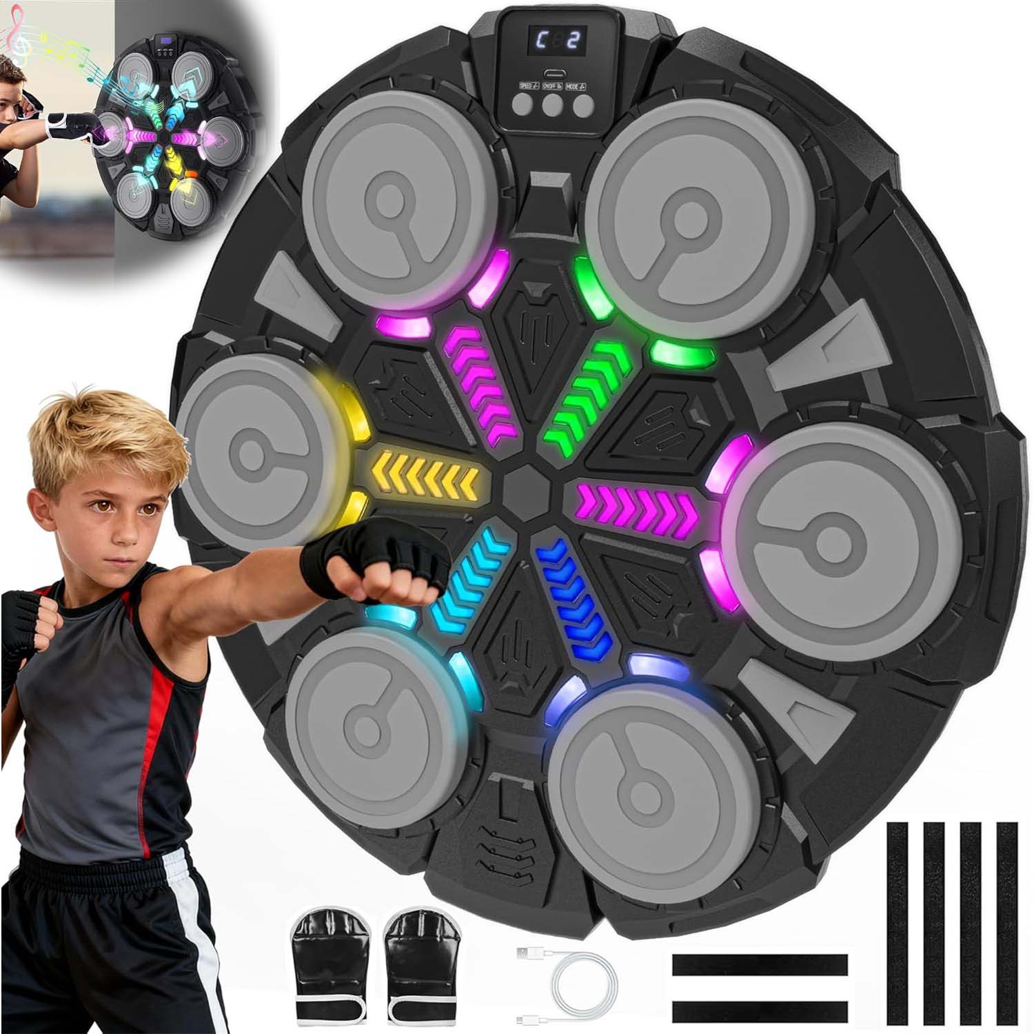 Music Boxing Machine Boxovací Stěna Hudební Štít Bluetooth Se 3 Režimy