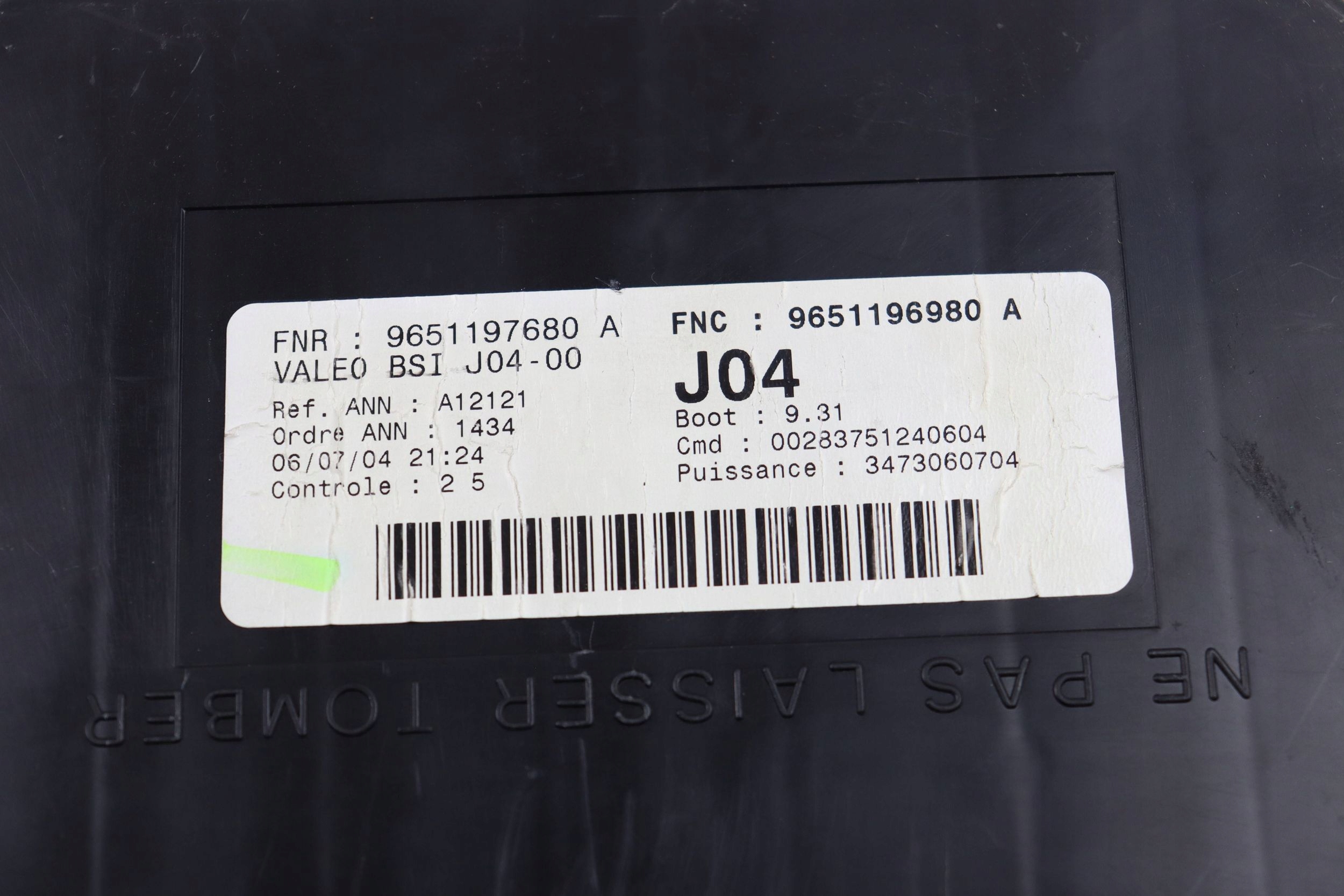 CITROEN PEUGEOT module control unit compartment BSI 9651197680A 9651196980A