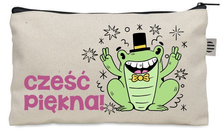 Kosmetyczka saszetka beżowa Cześć Piękna Żaba żabcia dzień kobiet KO_312