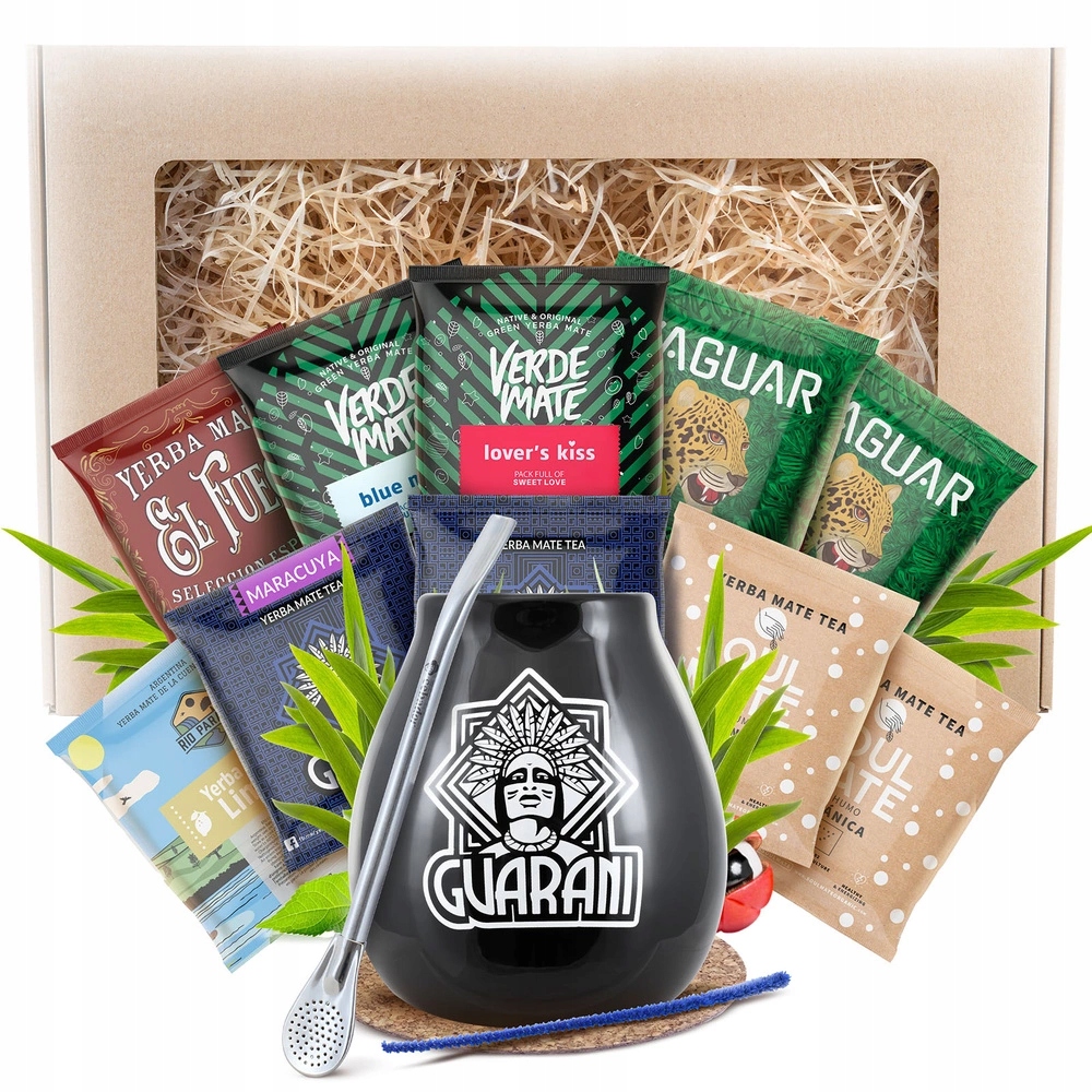 Dárková sada Yerba Mate tykev Guarani bombilla cca 350ml 10x50g
